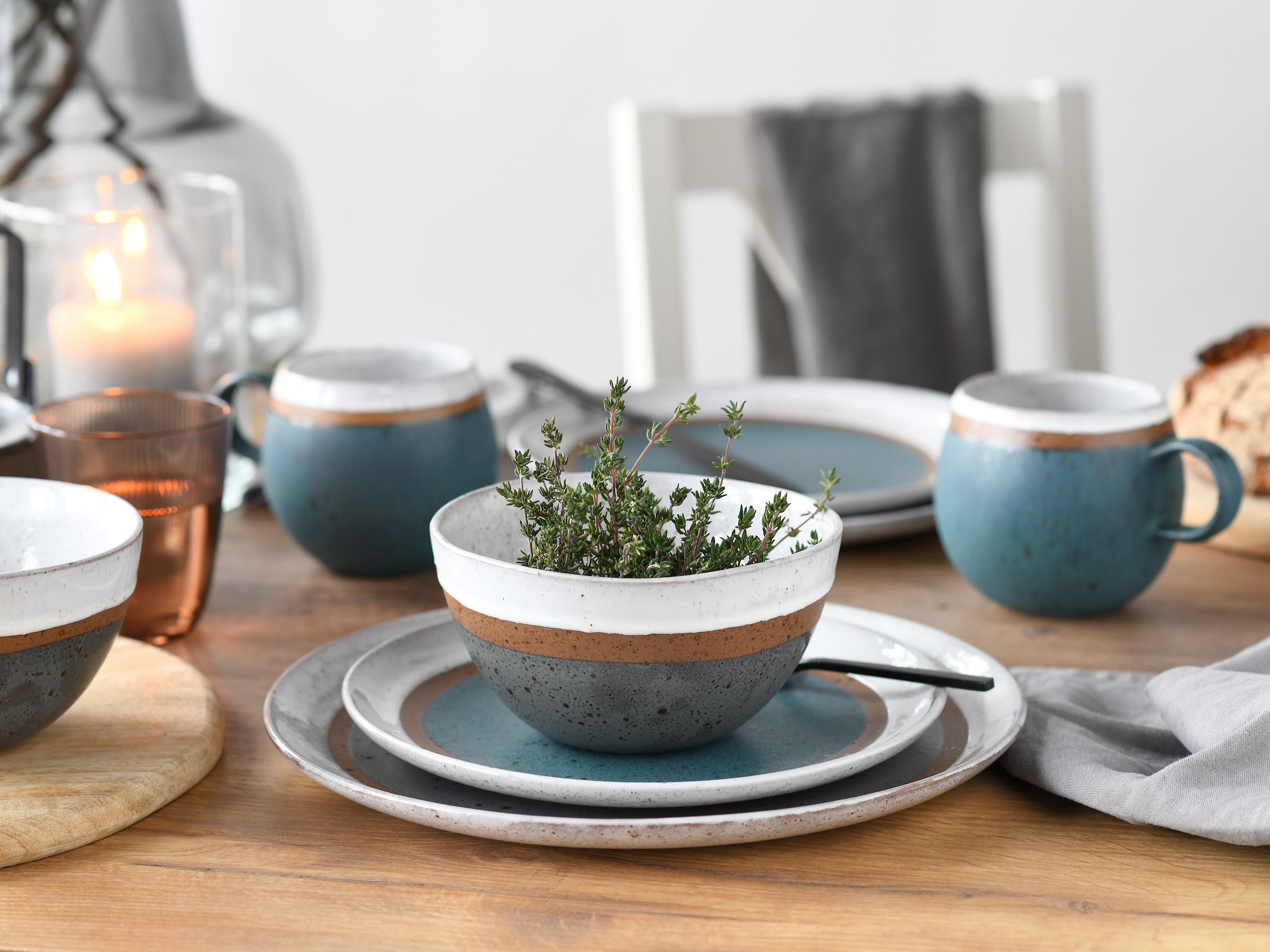 CreaTable Kombiservice »Geschirr-Set Fjord« Service, skandinavisches Design, 8 Teile für 2 Personen