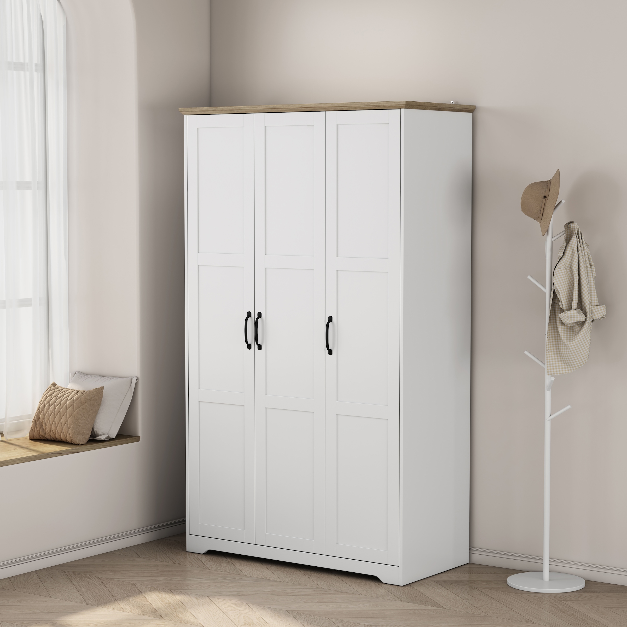 OTTO home Kleiderschrank »Emmilia Schrank Schlafzimmerschrank im Landhaus Design« Mit vielen Einlegeböden und Softclose,  Landhaus Schrank mit  3 Türen Breite 120,4 cm, Höhe 2m