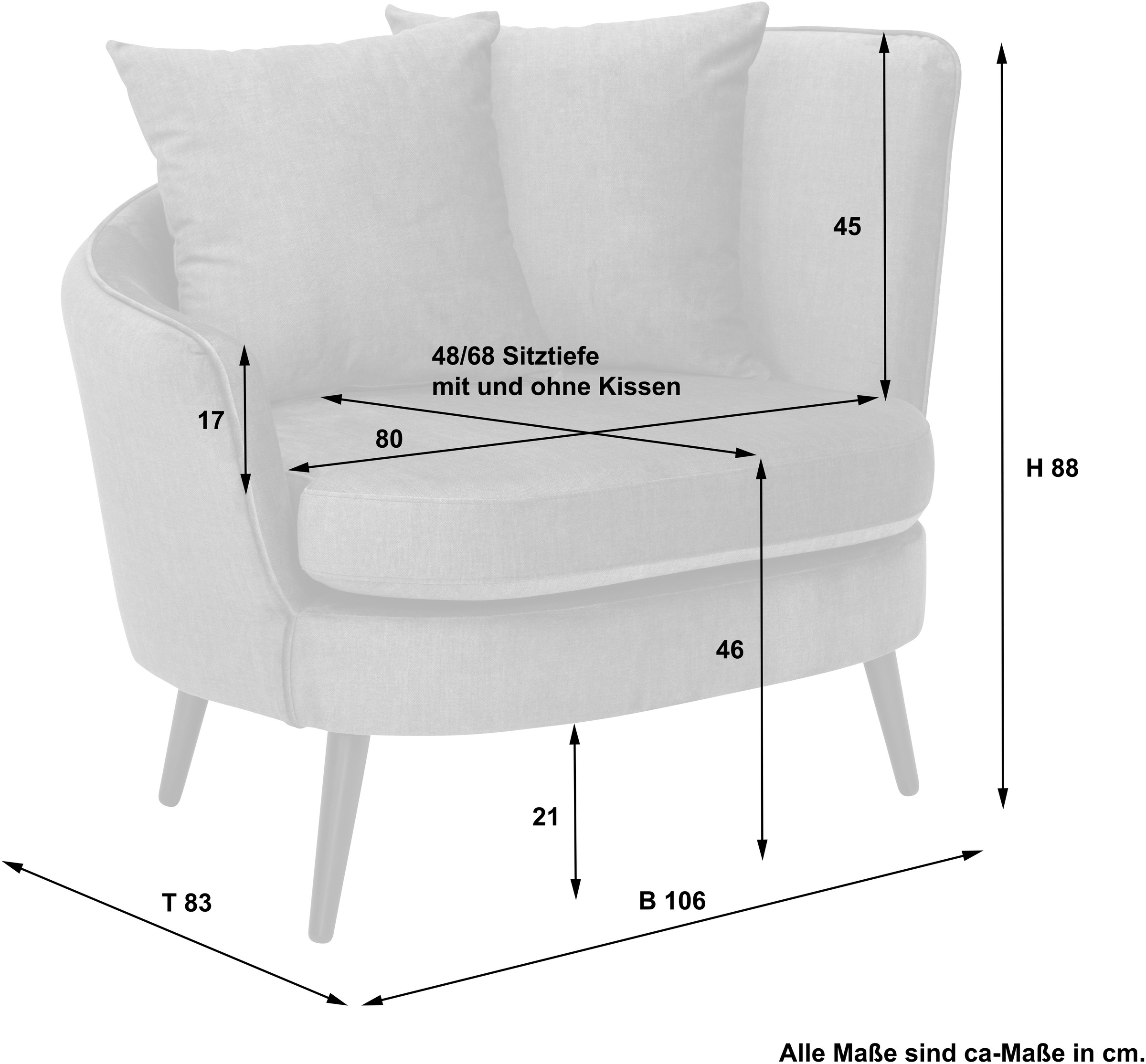 Max Winzer® Loungesessel »Mirandas, handgefertigter Sessel, Polstersessel, Sofamuschel«, hochwertige Verarbeitung, aus weichem Samtvelours, inkl. Zierkissen