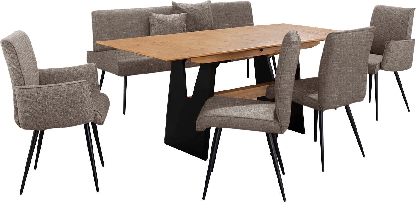 K+W Komfort & Wohnen Essgruppe »Giacomo I« 6 Stk. tlg. 2 Stühle und 2 Armlehnenstühle, Polsterbankbreite 200cm oder 177cm