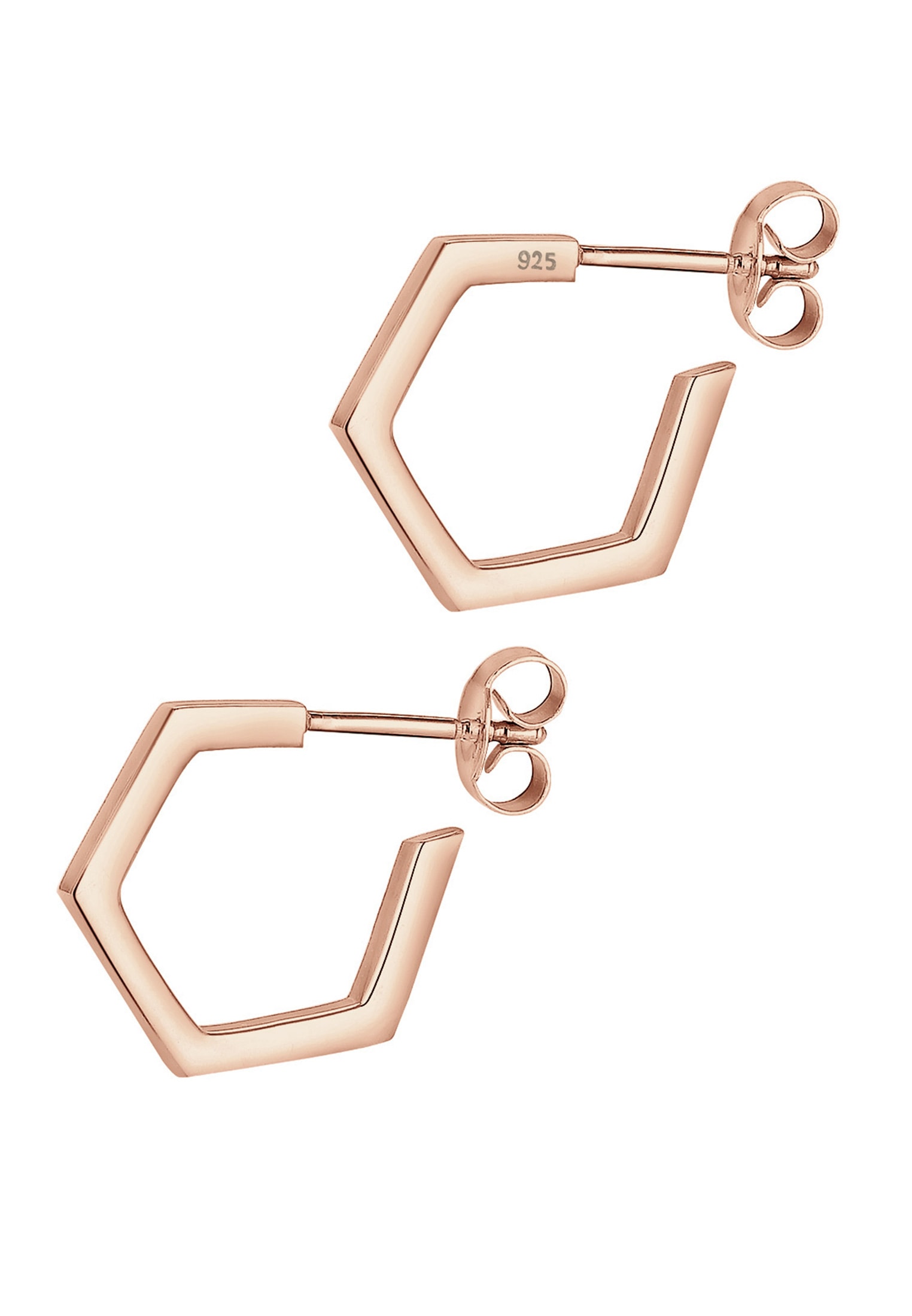 Elli Paar Creolen »Ohrringe Creole Hexagon Geo Minimal 925 Silber«