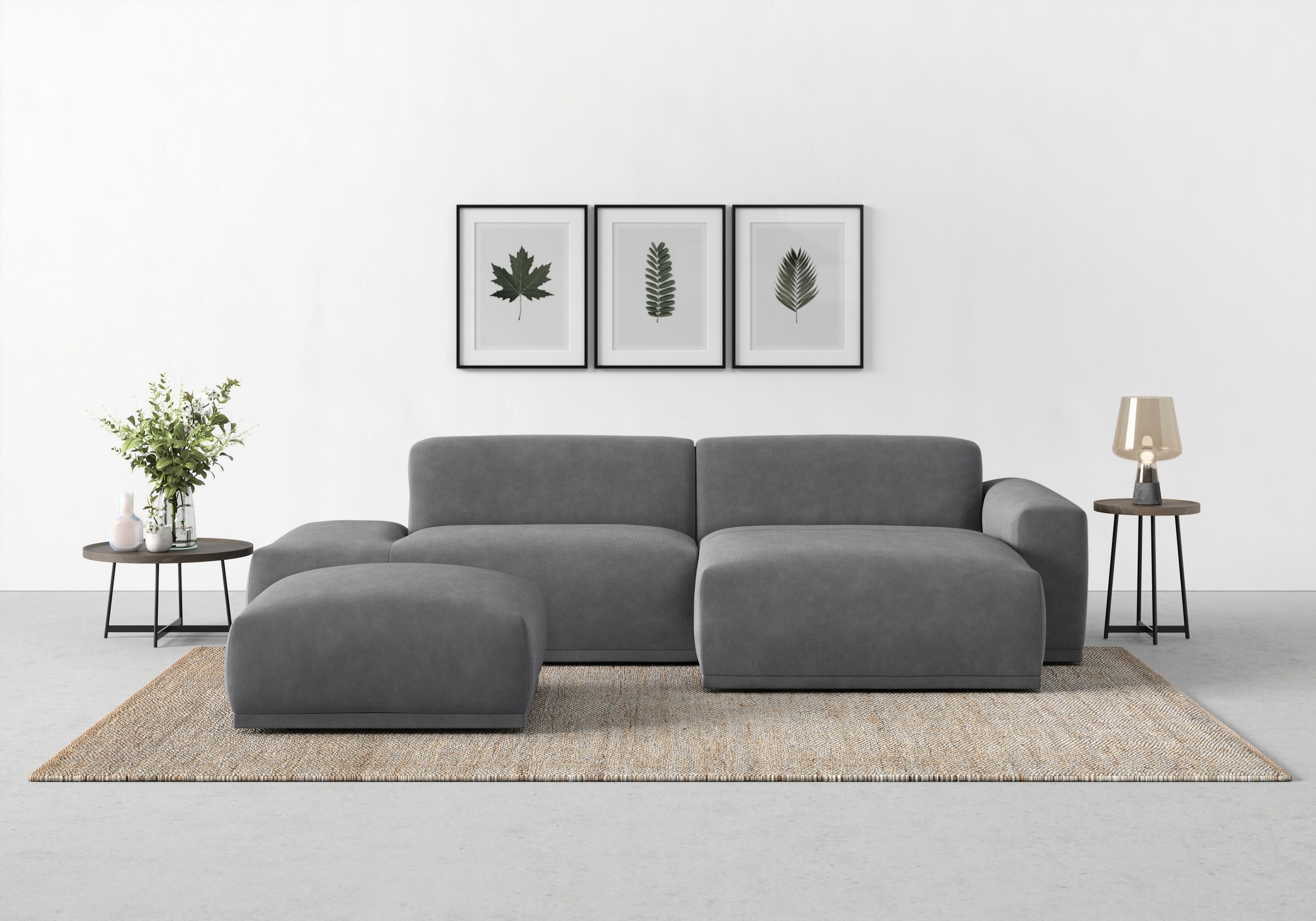 TRENDMANUFAKTUR Ecksofa Braga, aus 2 Teilen, moderner Cord-Stoff