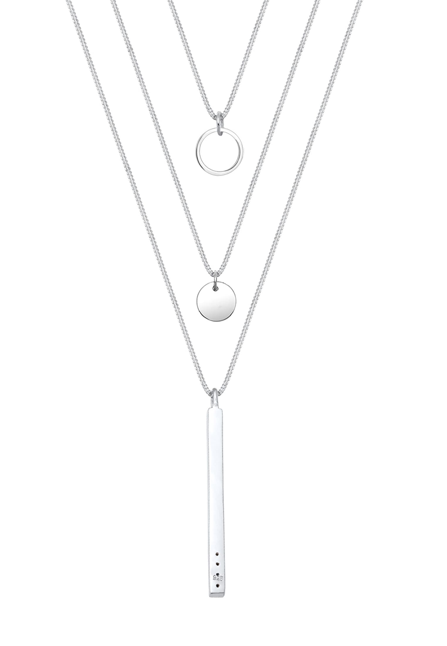 Elli Silberkette »Halskette Geo Kreis Layer 925 Silber, mit Kristallen von Swarovski®«