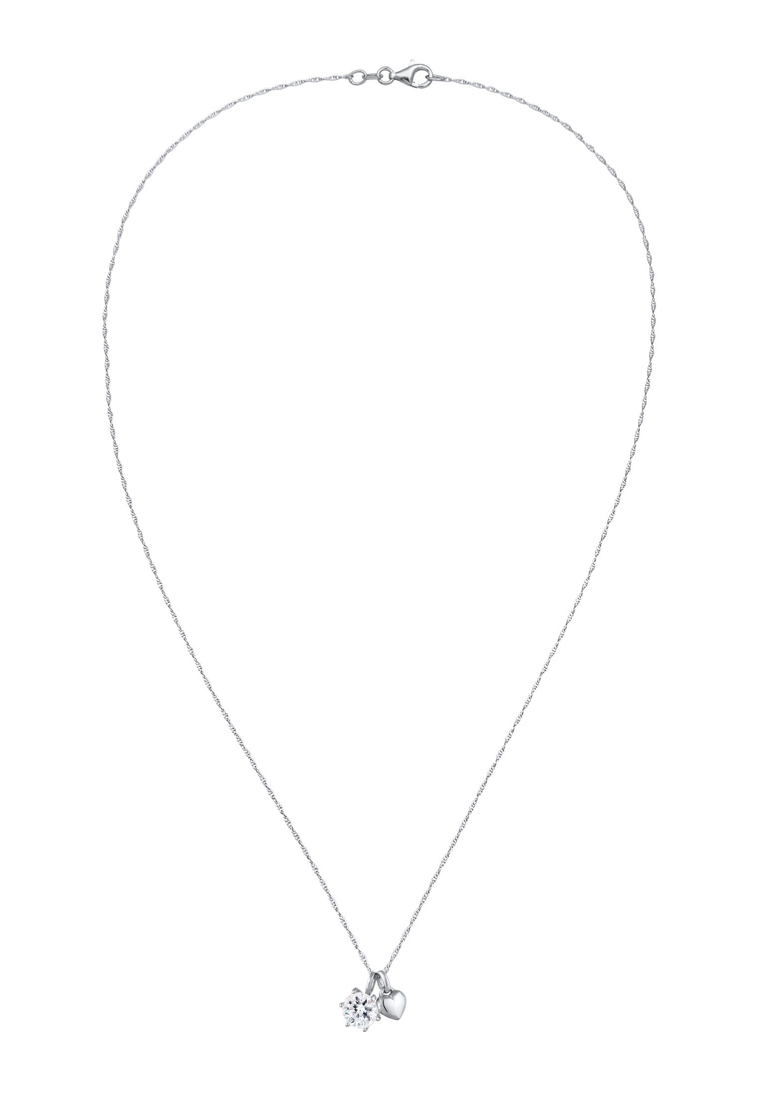 Elli Lange Kette »Halskette Herz Solitär Glas Kristall 925 Sterling Silber«