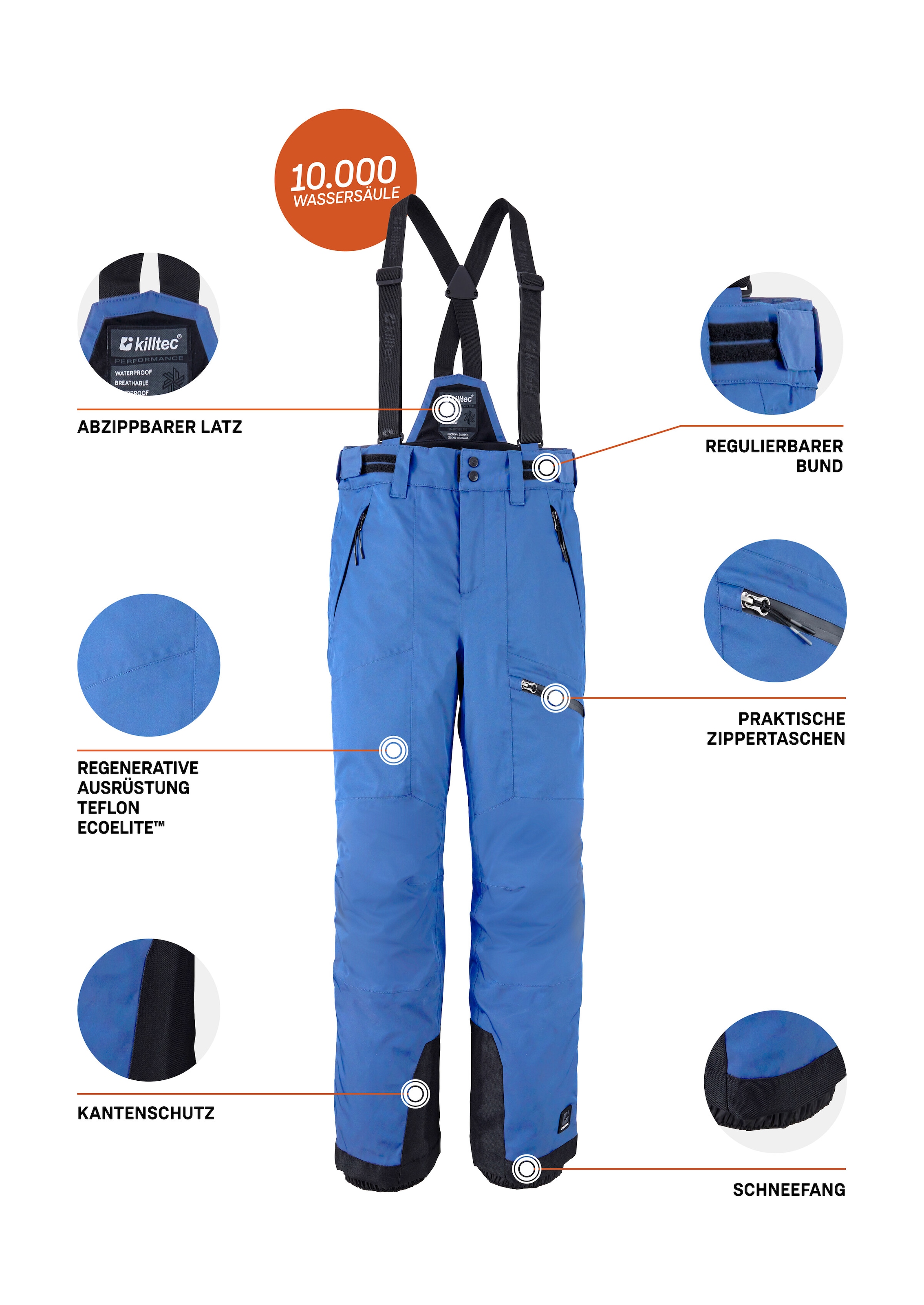 Killtec Skihose »Boys Skihose 242«  Wasserdichte Skihose mit abnehmbarem Latz und verstellbarem Bund