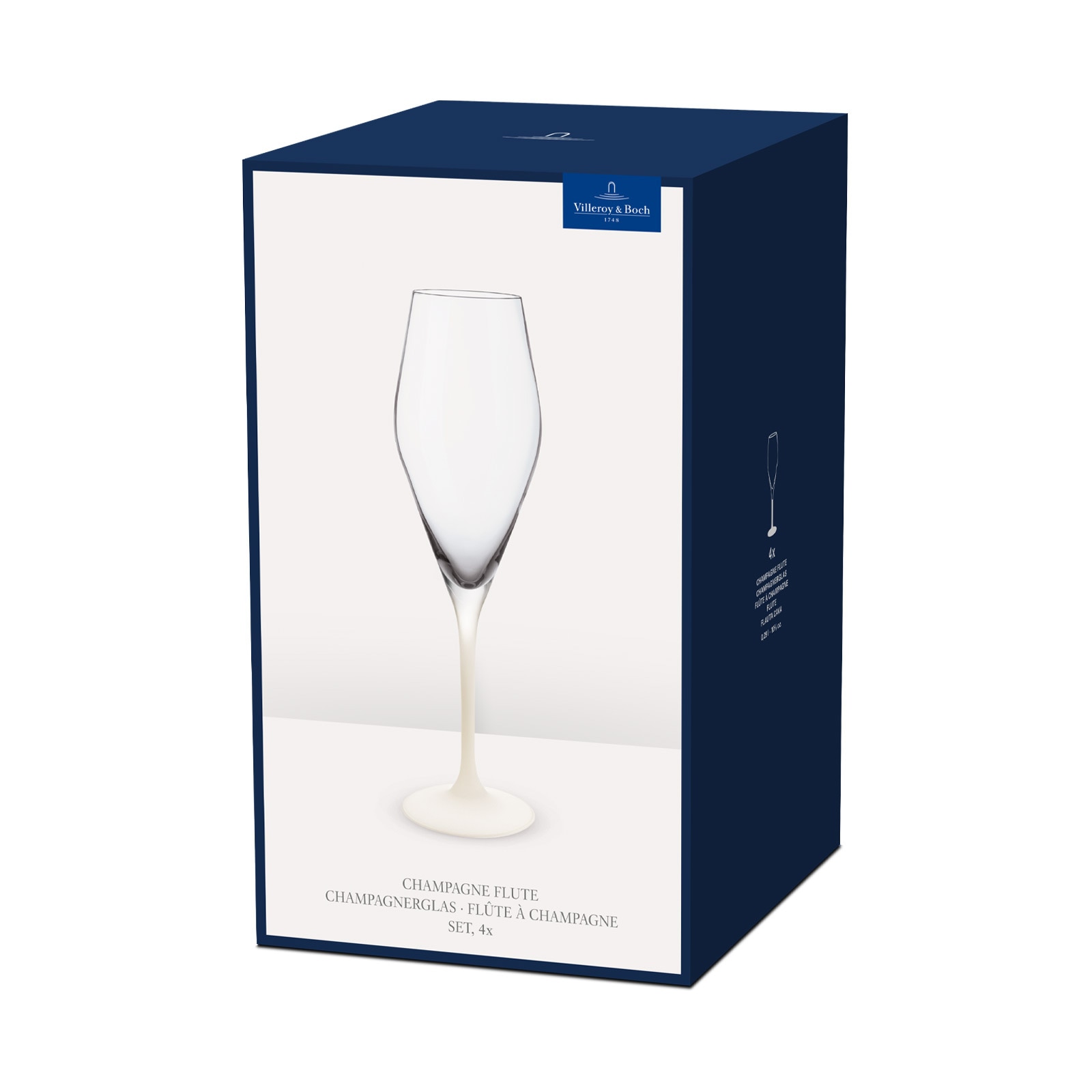 Villeroy & Boch Champagnerglas »Champagnergläser Manufacture Rock 260 ml 4er Set weiß-transparent«