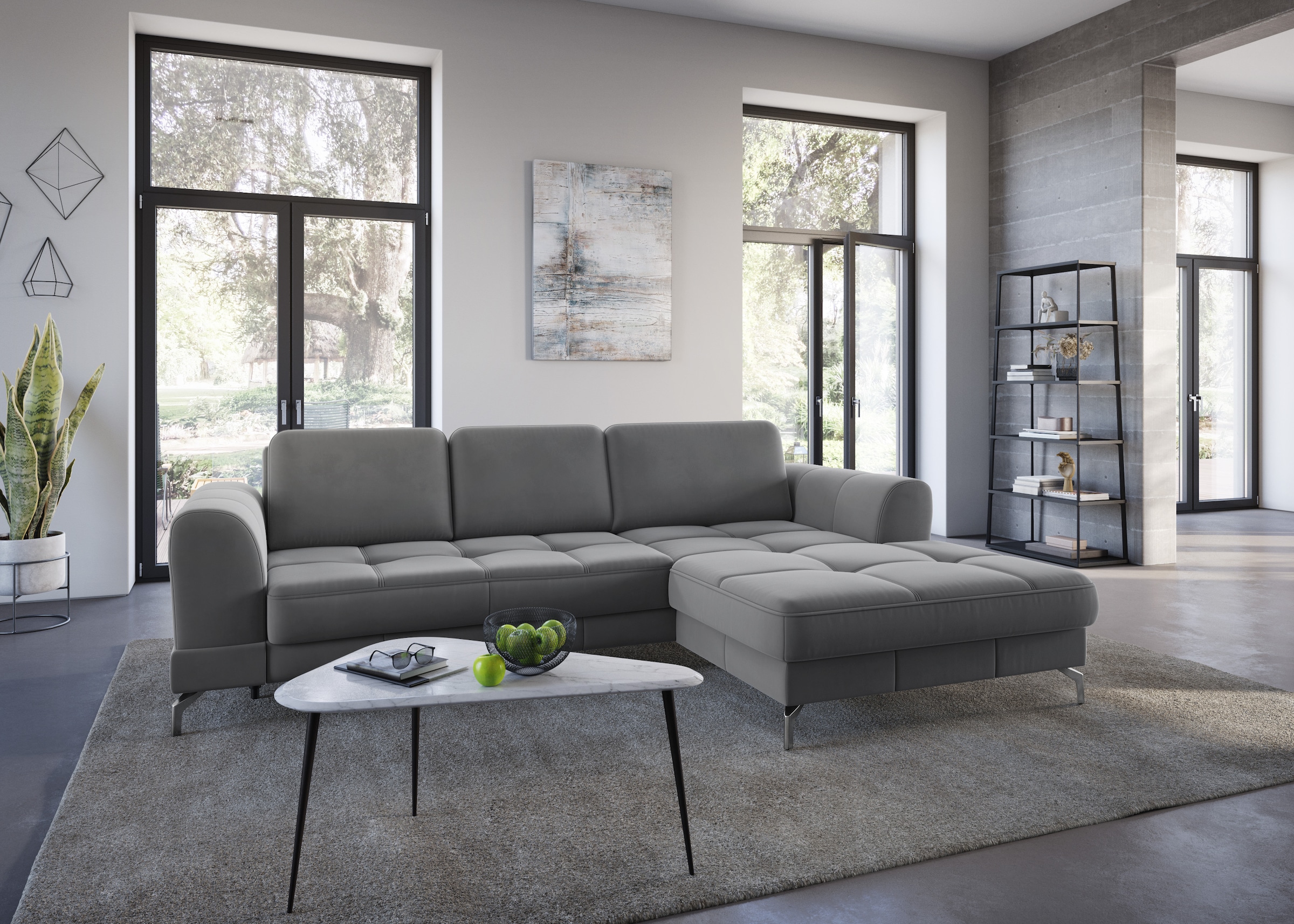 sit&more Ecksofa »Bendigo L-Form« inklusive Sitztiefenverstellung, Bodenfreiheit 12 cm, in 2 Fußfarben