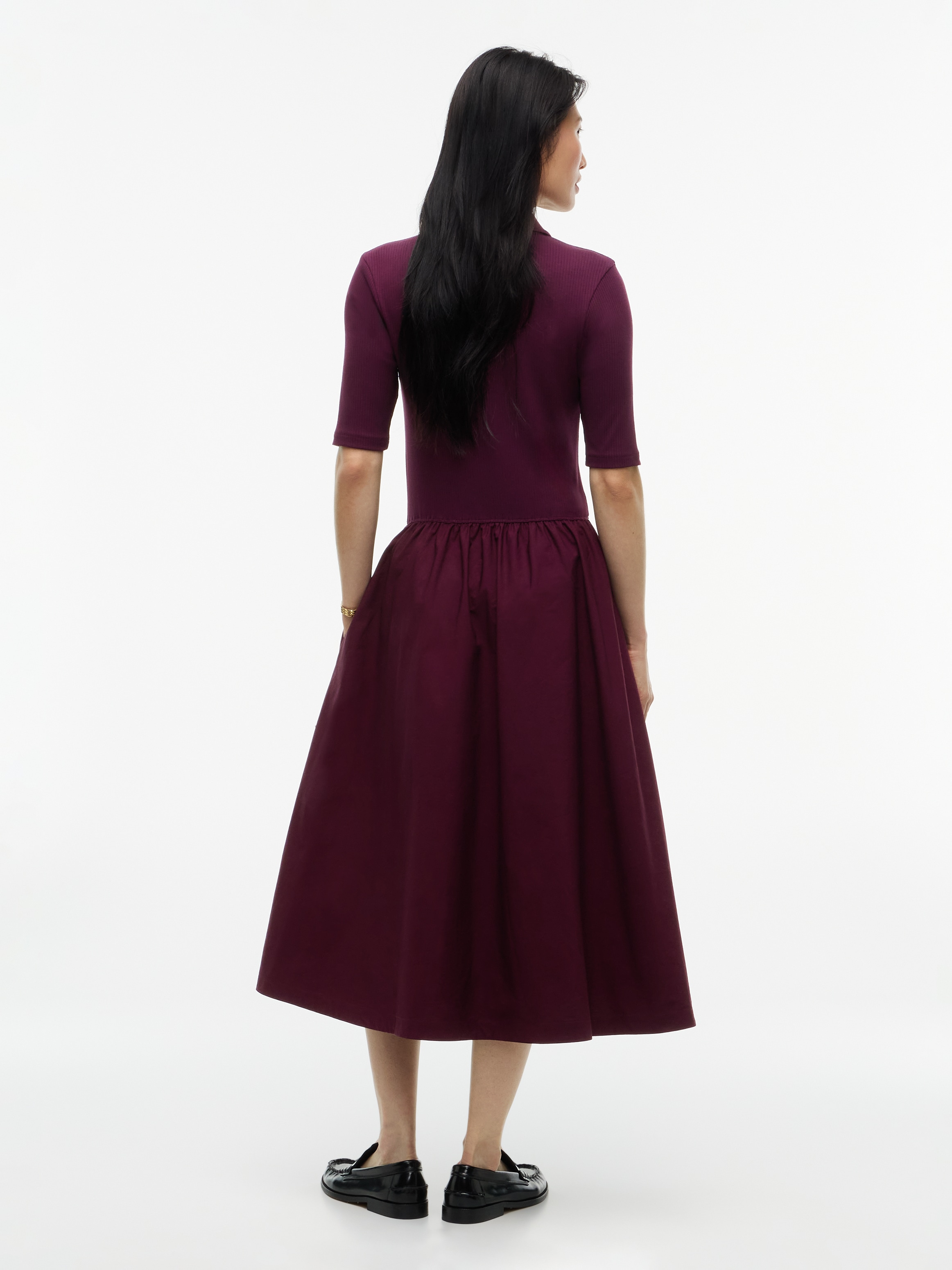 Tommy Hilfiger Midikleid »5X2 RIB F&F MIDI S/S POLO DRESS« Baumwolle, figurbetont, in gerippter Struktur