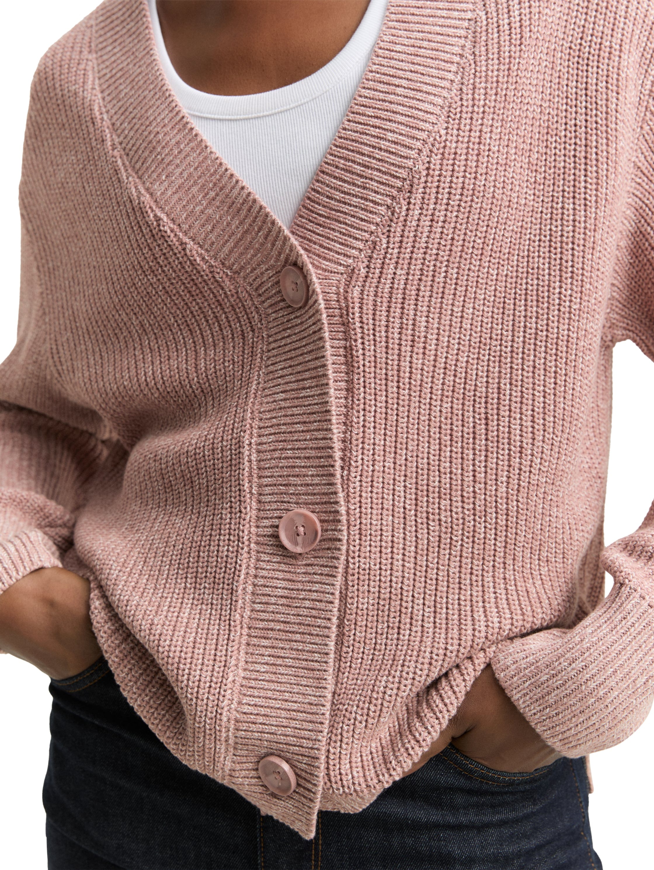 TOM TAILOR Denim Cardigan, mit Strickstruktur und Knopfleiste