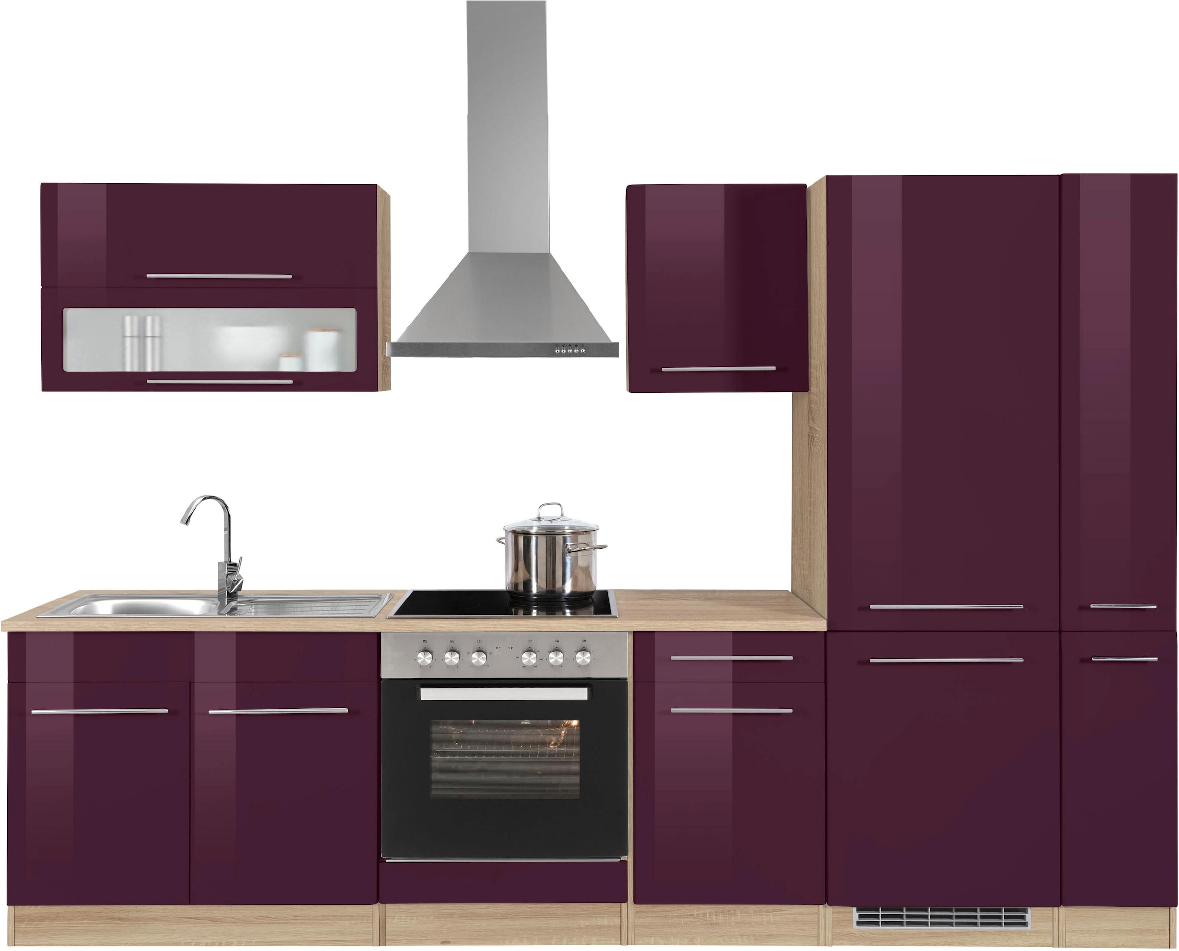 KOCHSTATION Küchenzeile »KS-Eton« mit E-Geräten, Breite 300 cm