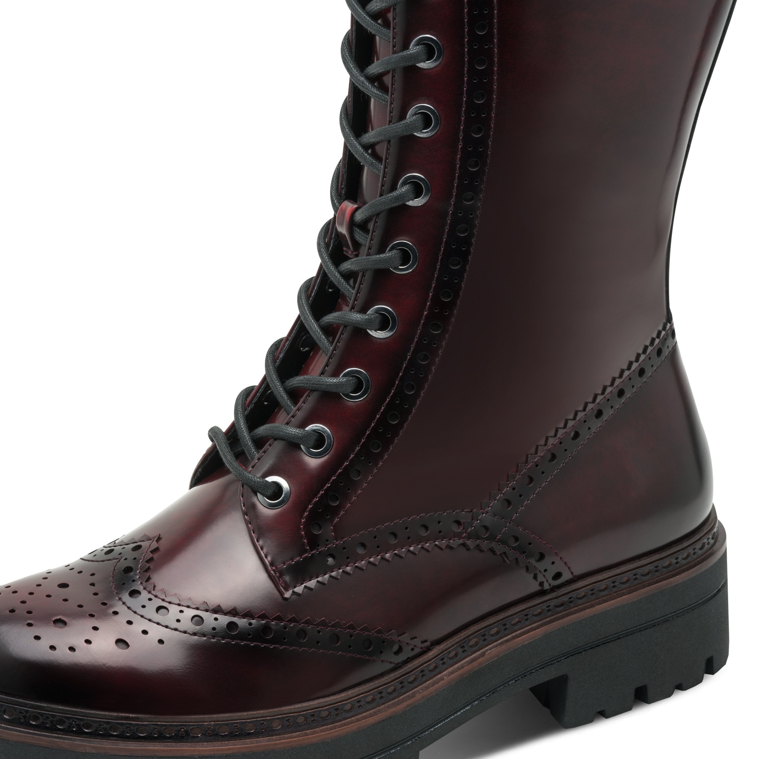 Tamaris Schnürstiefel  , Blockabsatz, Langschaftstiefel mit trendiger Lyrolochung