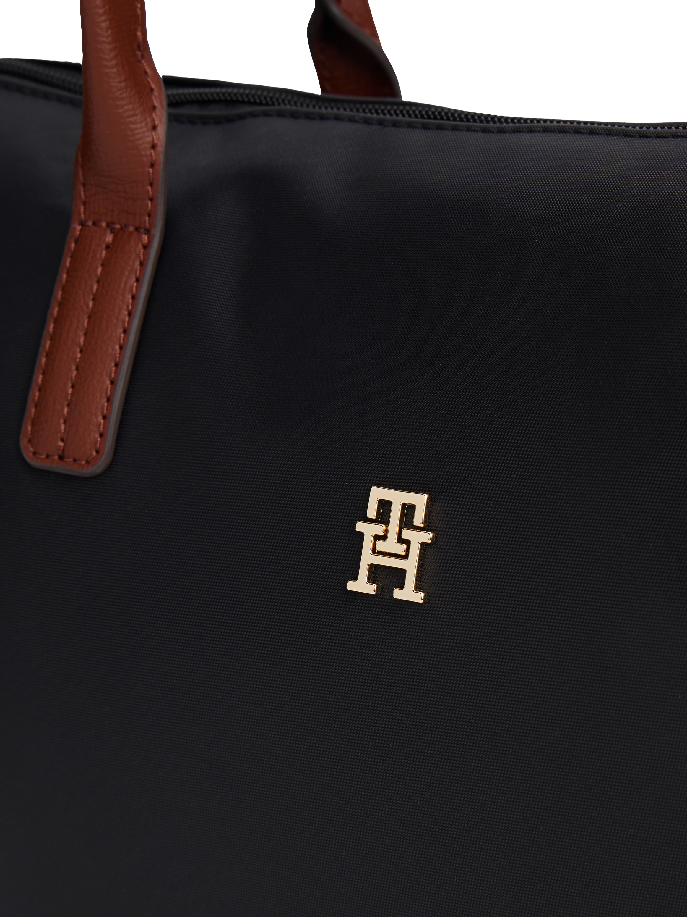 Tommy Hilfiger Tragetasche »POPETTE TOTE« Damen Handtasche, Schultertasche mit kontrastfarbigen Henkeln