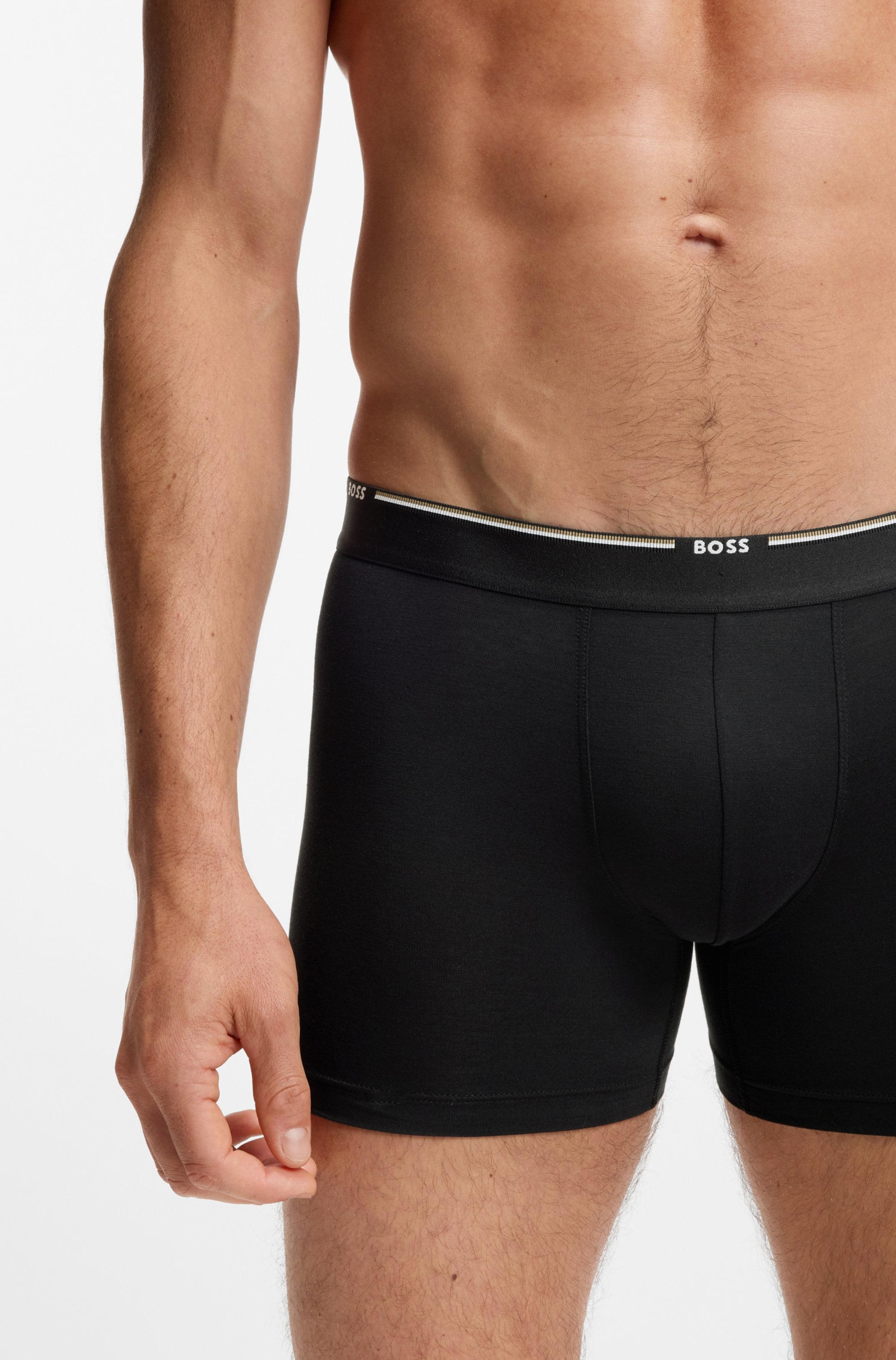 BOSS Boxer »Boxer Brief 3P Bamboo«, (Packung, 3 St.), mit Logoschriftzug auf dem Bund