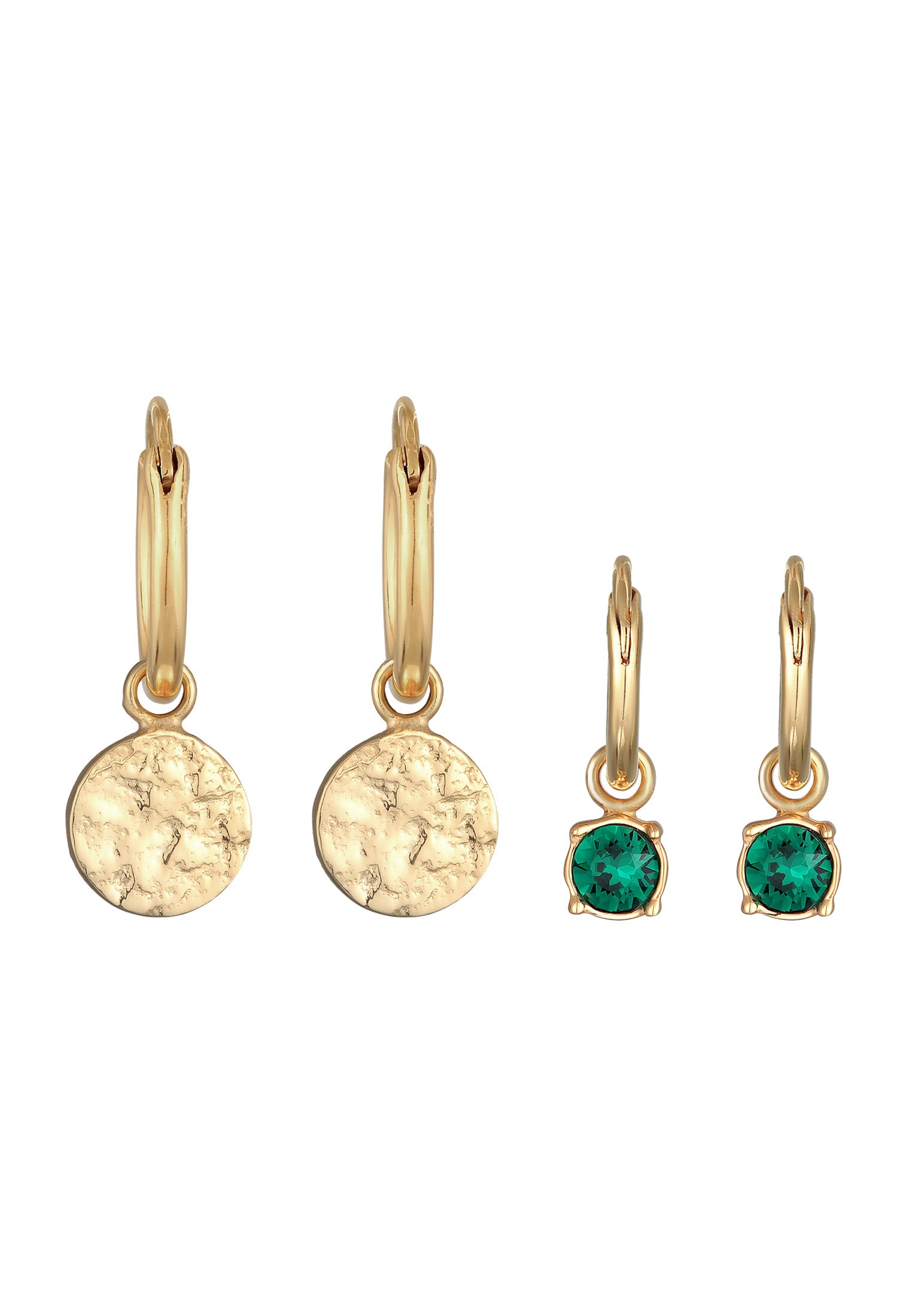 Elli Ohrstecker-Set »Ohrringe Creolen Plättchen Kristall Grün 2er Set 925 Silber«