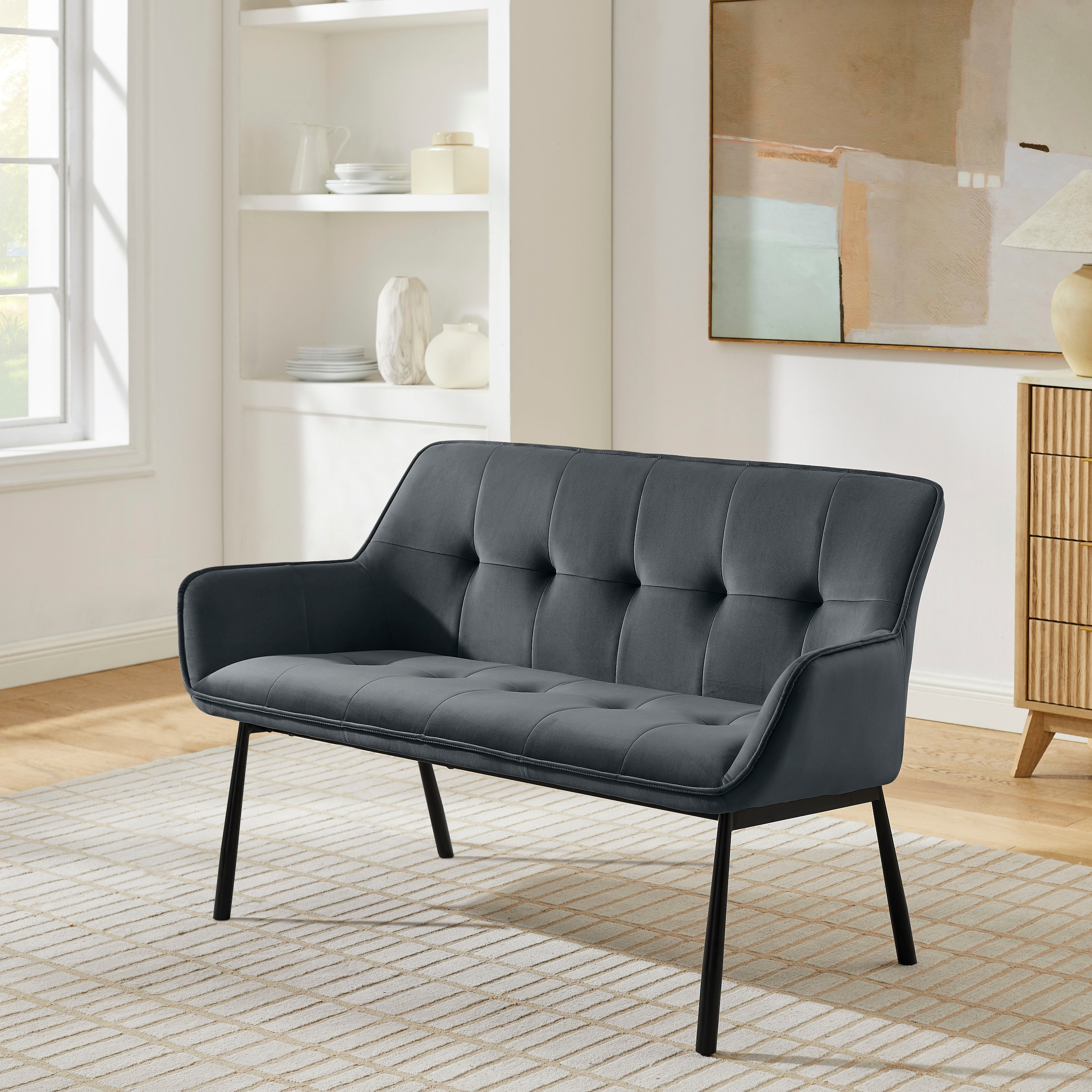 OTTO home Bank »Lika« weicher Veloursbezug, schwarzes Metallgestell, zwei Breiten
