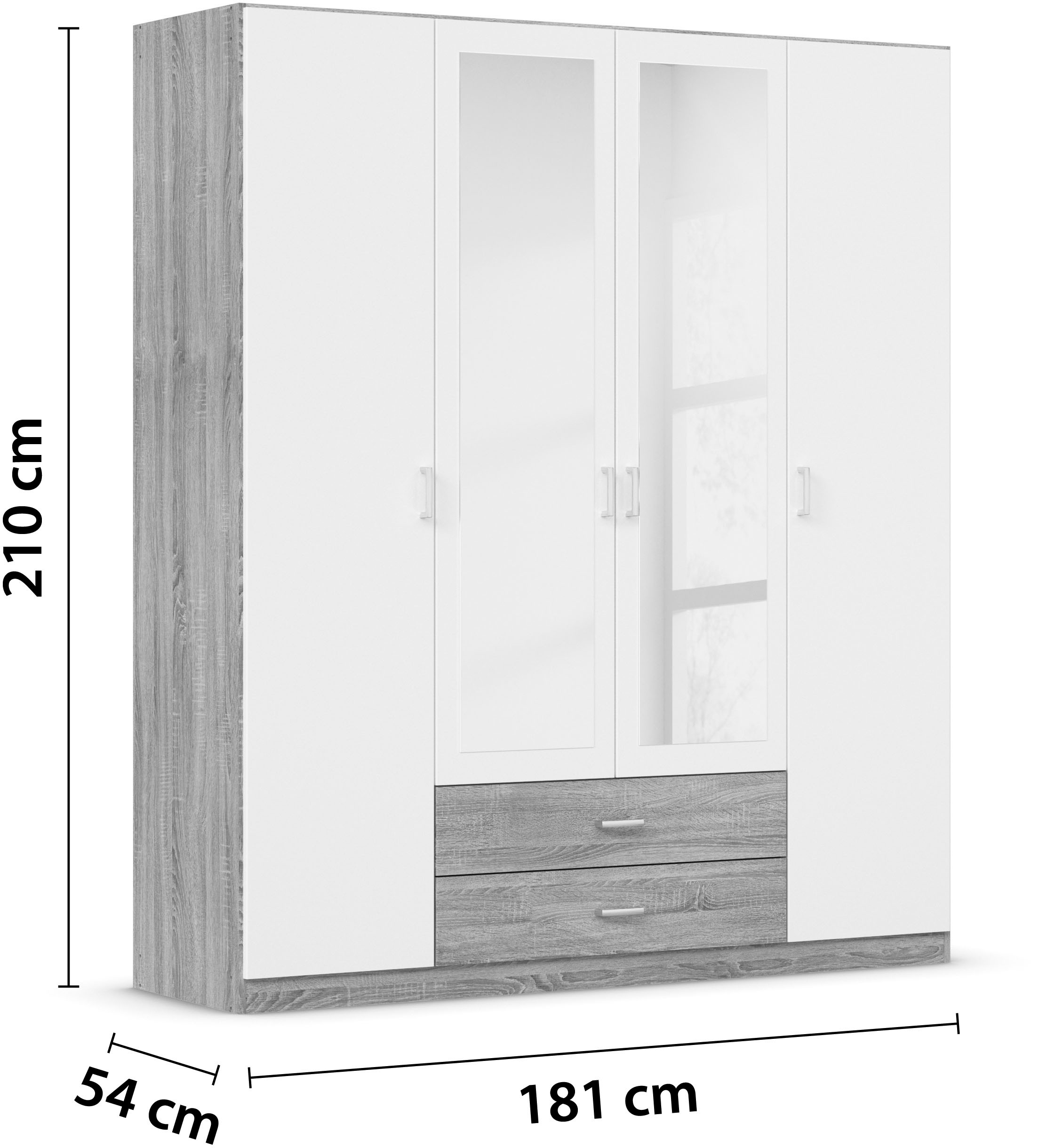 rauch Kleiderschrank »Schrank Garderobe Wäscheschrank GAMMA in 3 Breiten«, viel Stauraum mit 6 Schubladen, mit Spiegel TOPSELLER MADE IN GERMANY