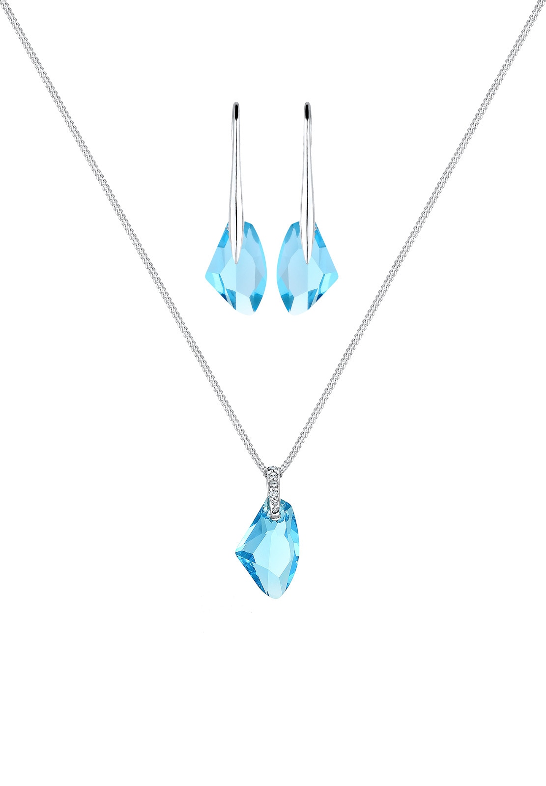 Elli Ohrring und Ketten Set »Schmuckset Glas Kristall Hellblau 925 Sterling Silber«