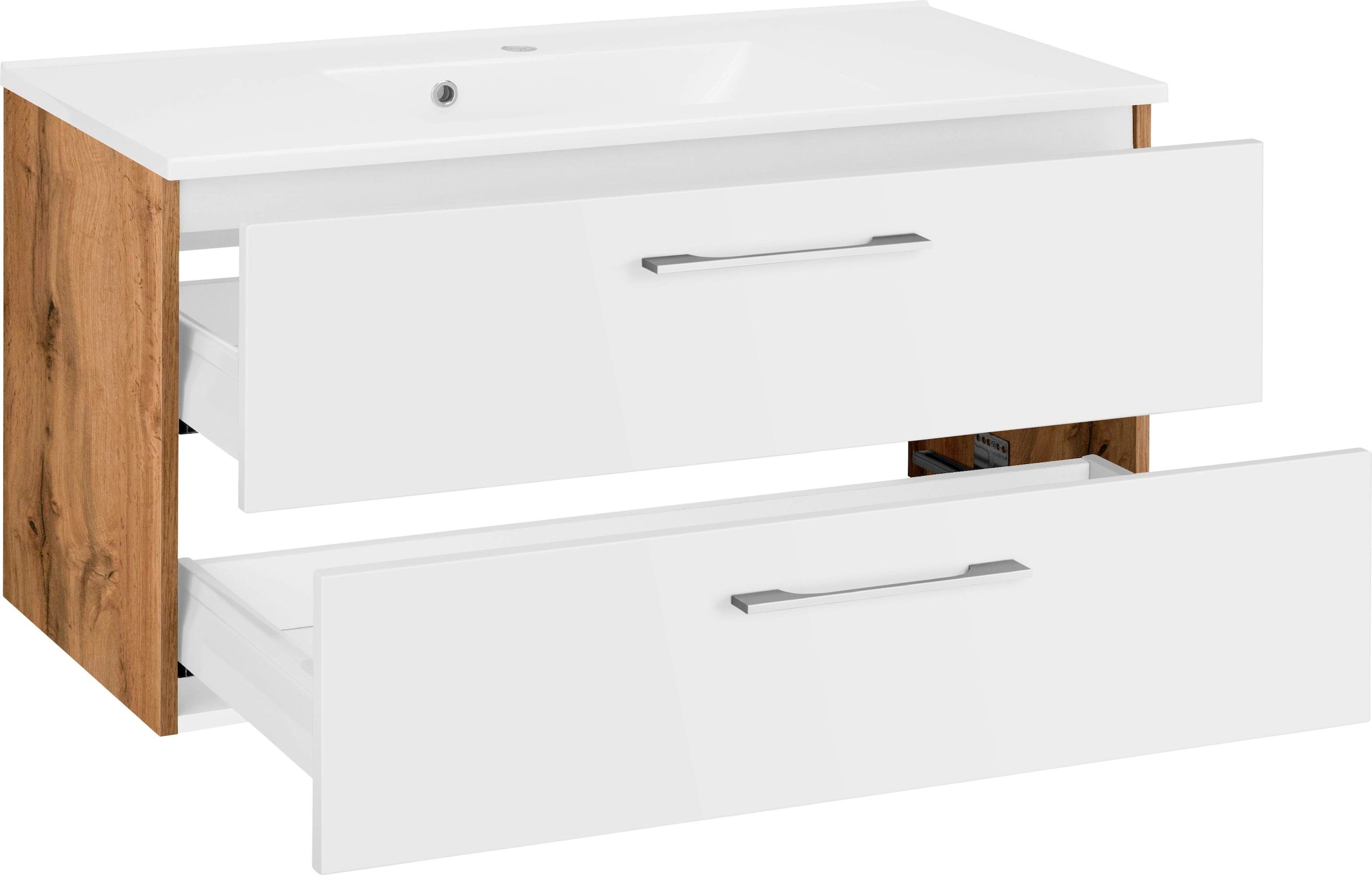 welltime Waschbeckenunterschrank »Soria«, Badmöbel Waschtisch inkl. Waschbecken, Breite 100 cm