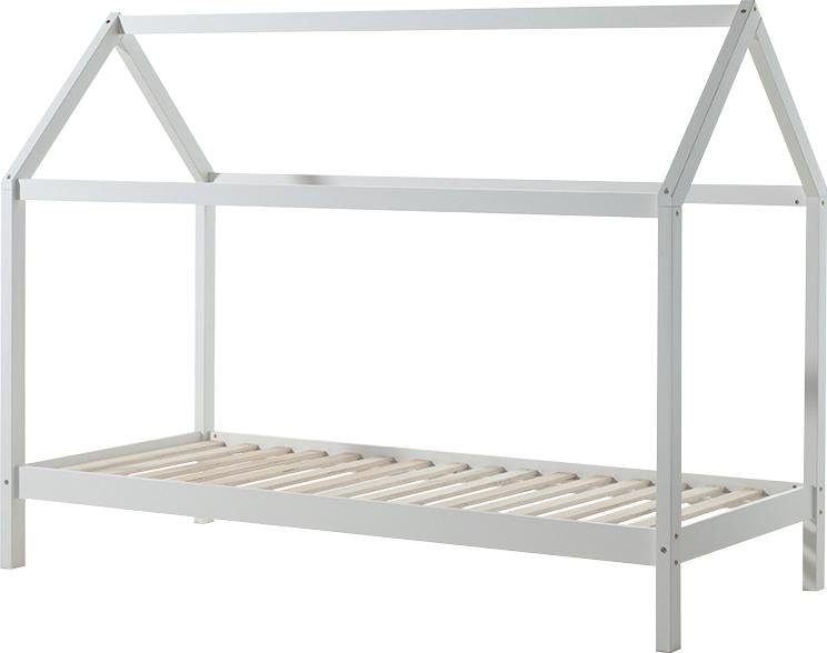 Vipack Hausbett »Dallas, Hausbett Kiefer massiv, stabil gebaut, mit Rolllattenrost«, (B/H/T ca. 208x158,5x98cm, das Dach lässt sich noch hübsch dekorieren), wahlweise mit oder ohne Bettschublade, 2 Farben zur Wahl