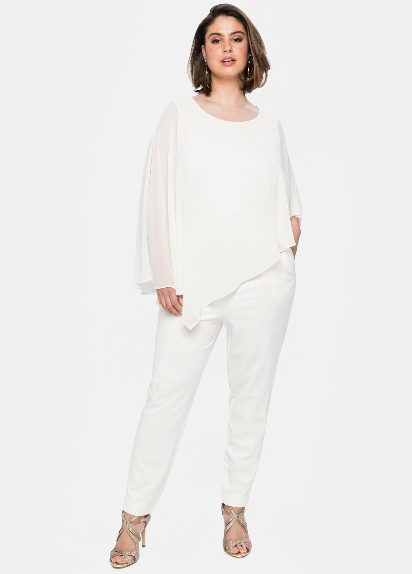 Sheego Jumpsuit in weiß, Größe 42