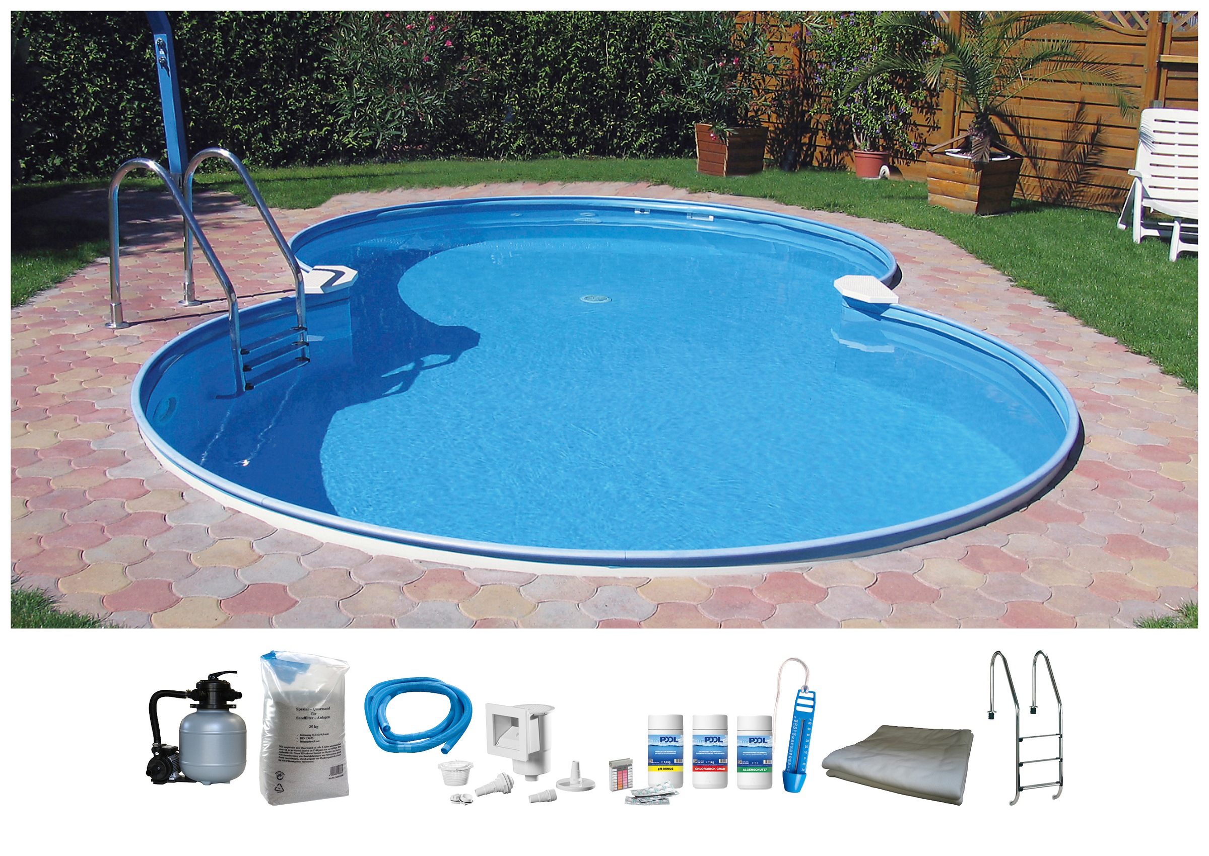 BWT MY POOL Achtformpool, (Set), 7-tlg., BxLxH: 320x525x120 cm