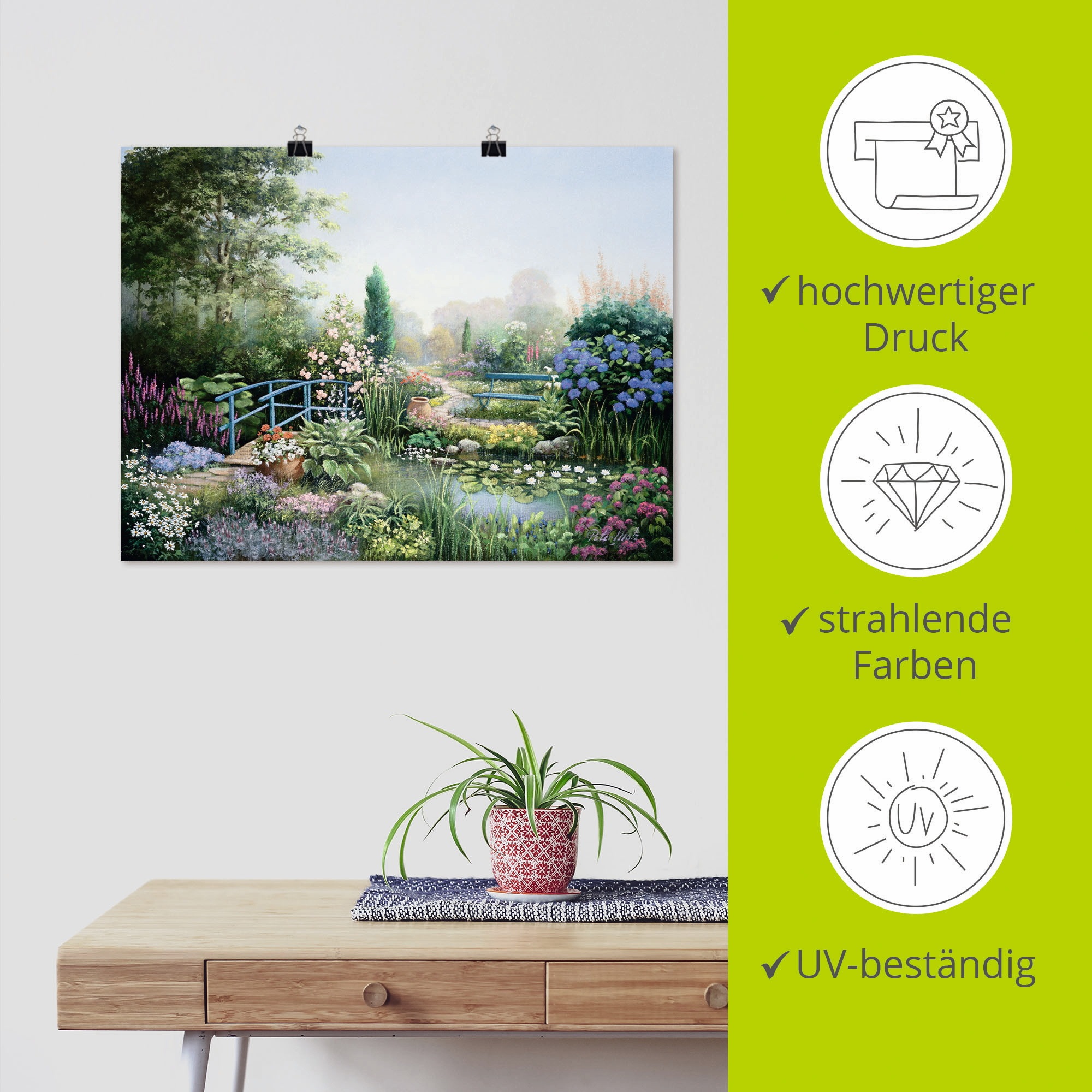 Artland Wandbild »Brücke der Liebe« Garten 1 Stk. tlg. als Leinwandbild, Poster in verschied. Größen