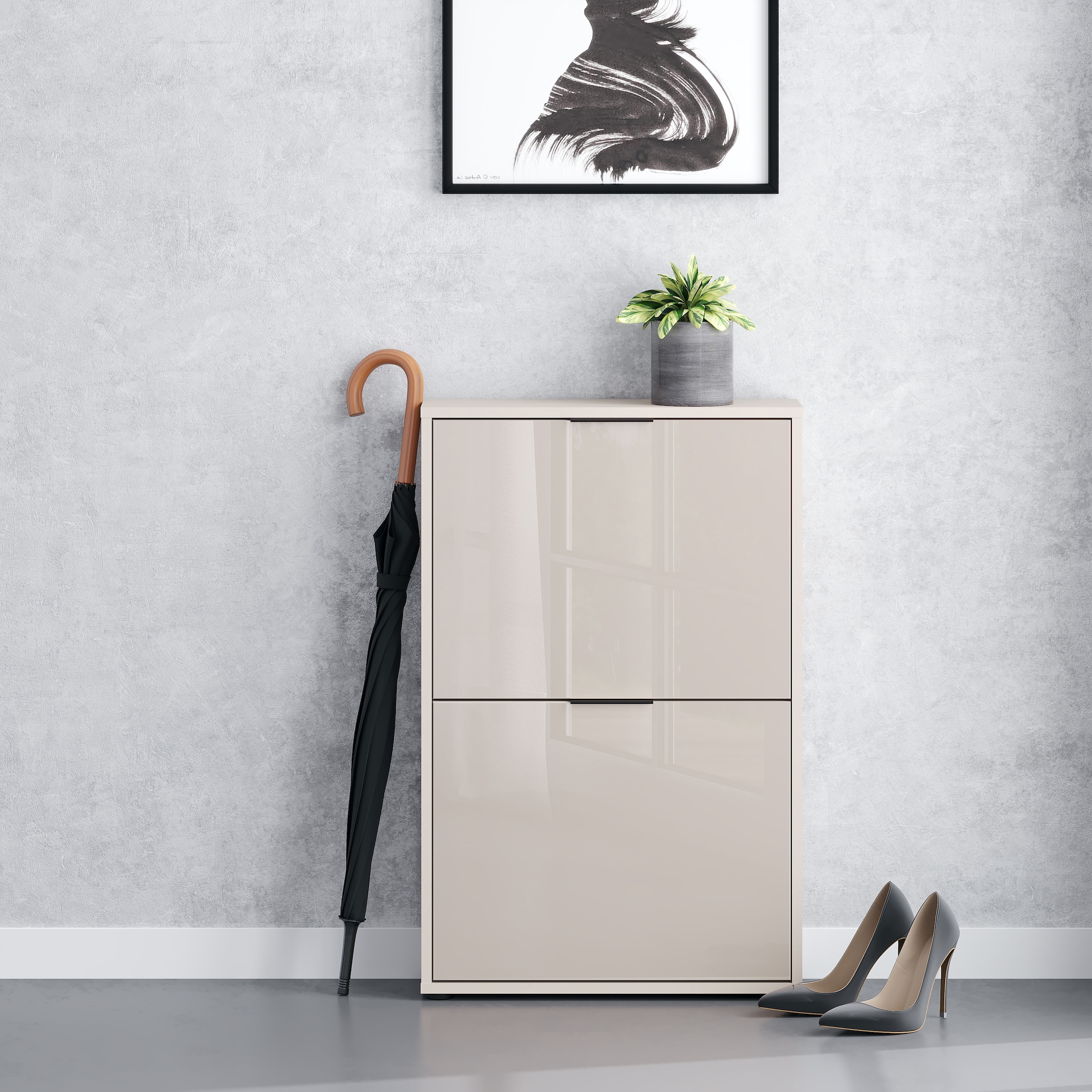HBZ Schuhkipper »Jana Schuhkipper, Glasfronten, Metallgriffe« 1 Stk. tlg. Breite 60cm, Glasfront, Metallgriffe