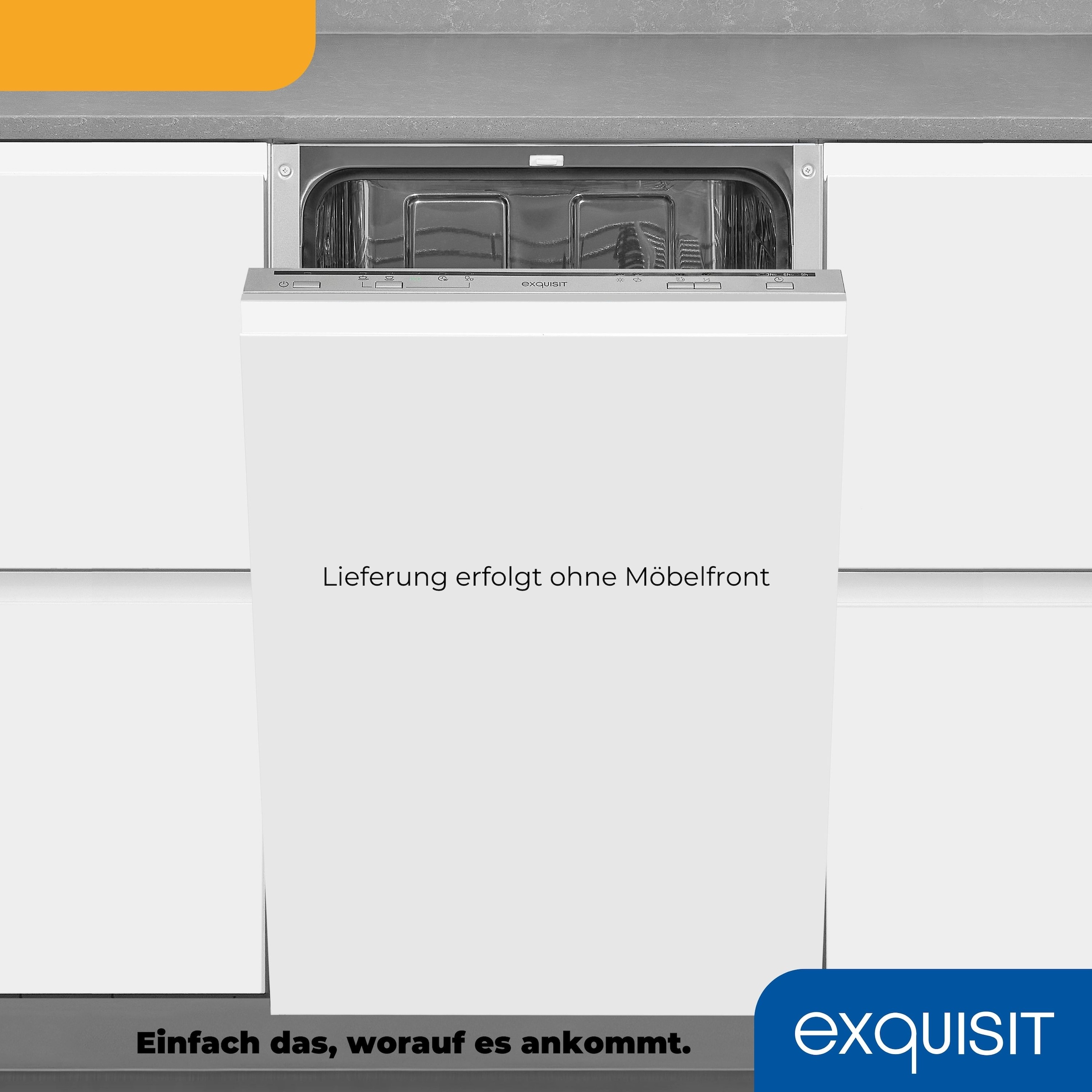 exquisit vollintegrierbarer Geschirrspüler »EGSP1009-E-030E silber«, 9 Maßgedecke, 45 cm breit
