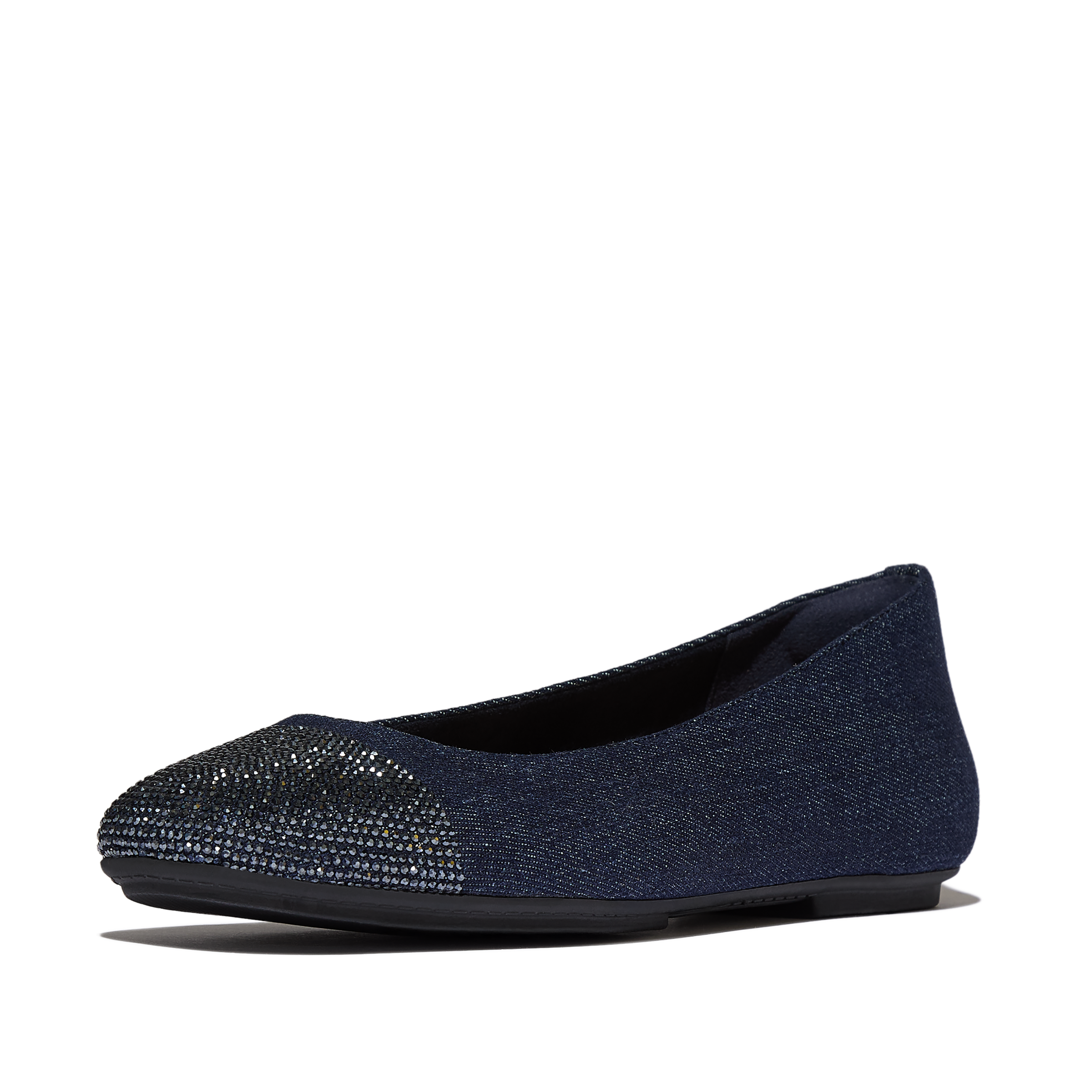 Fitflop Ballerina »DELICATO CRYSTAL CAP-TOE DENIM BALLET FLATS«  Schlupfschuh, Businessschuh mit funkelnden Strasssteinchen besetzt