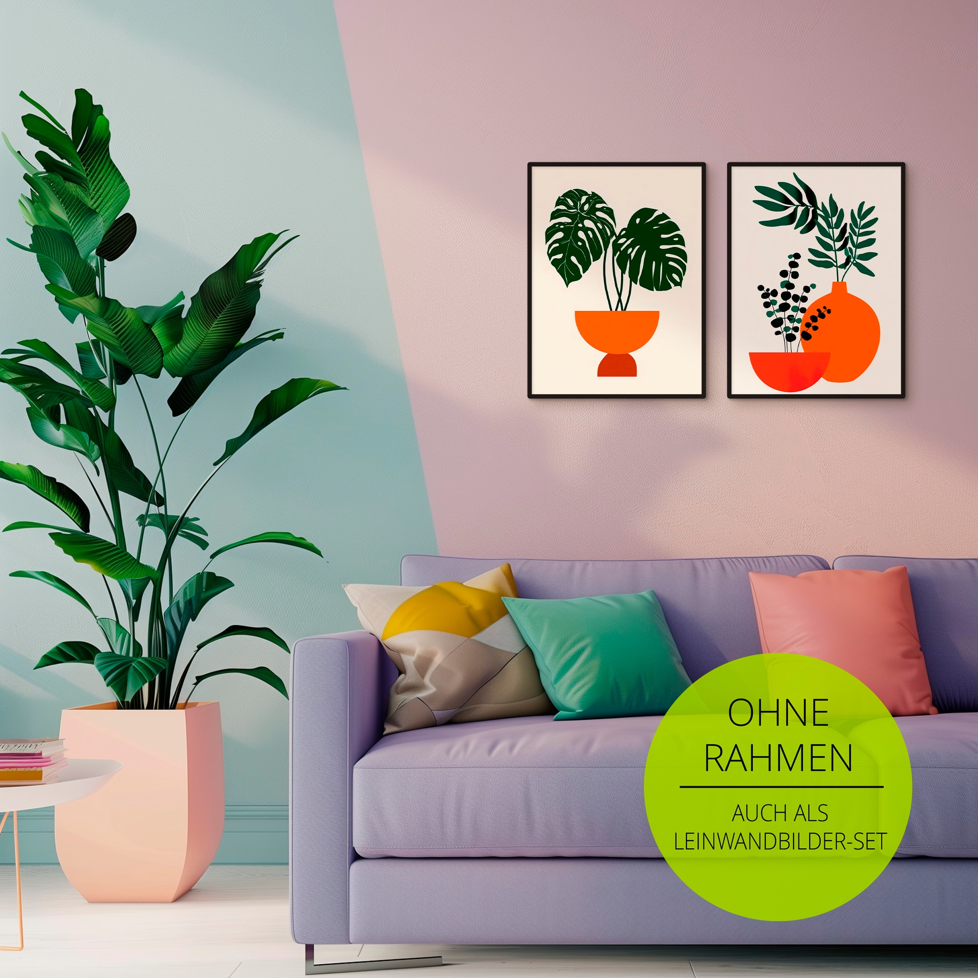 OTTO home Wandbild »Topfpflanze & Vase« Pflanzenbilder 2 Stk. tlg. als Poster oder Leinwandbilder Set