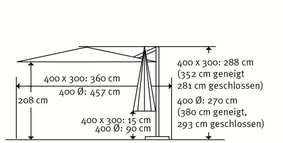 Schneider Schirme Ampelschirm »Rhodos Grande«, natur, rechteckig, ohne Wegeplatten
