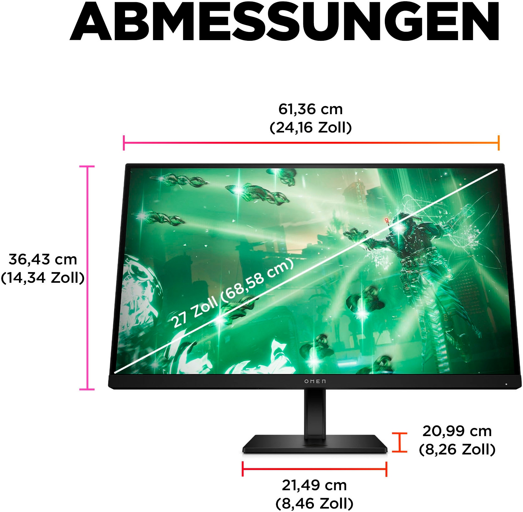 HP Gaming-Monitor »OMEN 27q (HSD-0156-A)«, 68,6 cm/27 Zoll, 2560 x 1440 px, QHD, 1 ms Reaktionszeit, 165 Hz