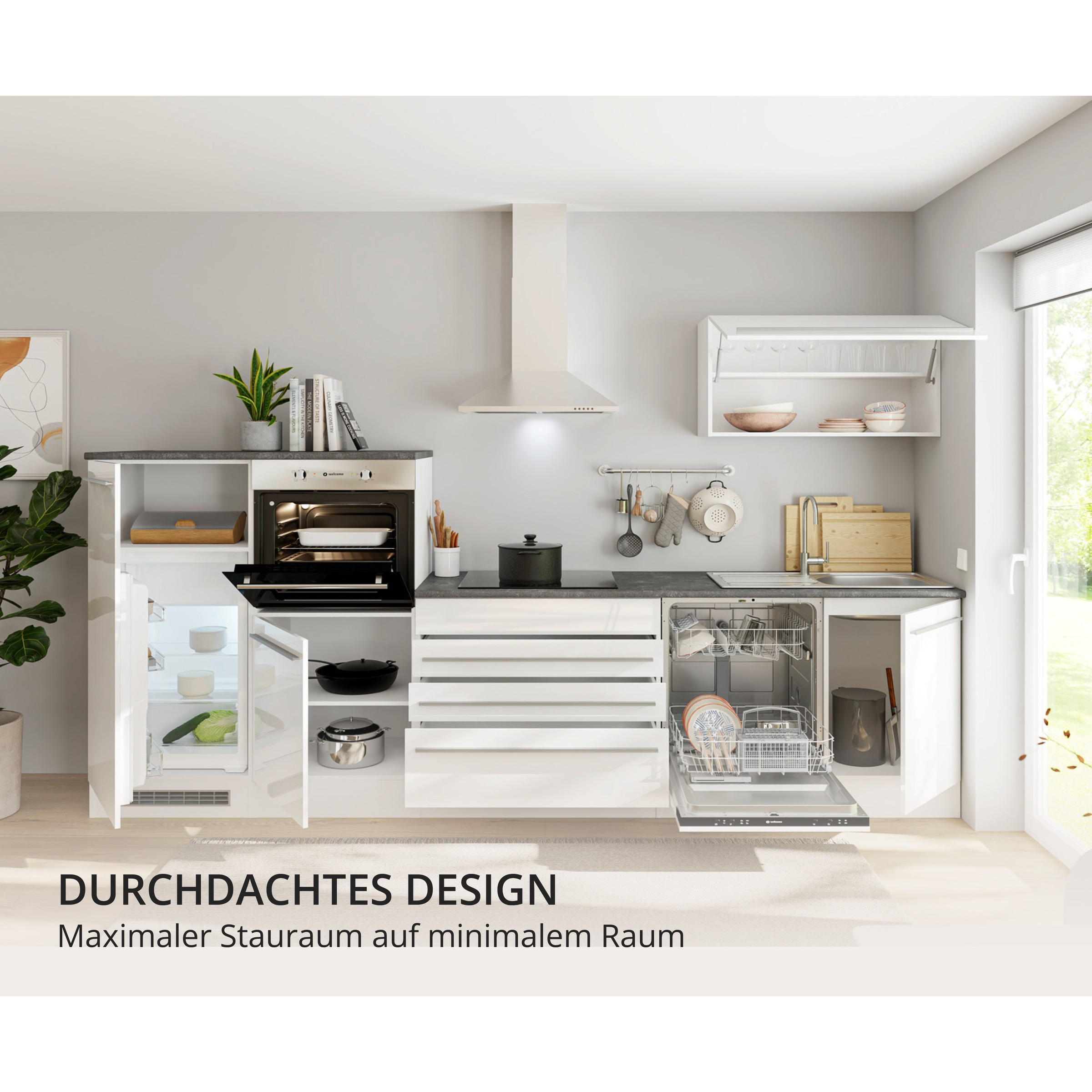 BASIC by Balculina Küchenzeile »Jazz« Breite 320 cm, wahlweise mit E-Geräten