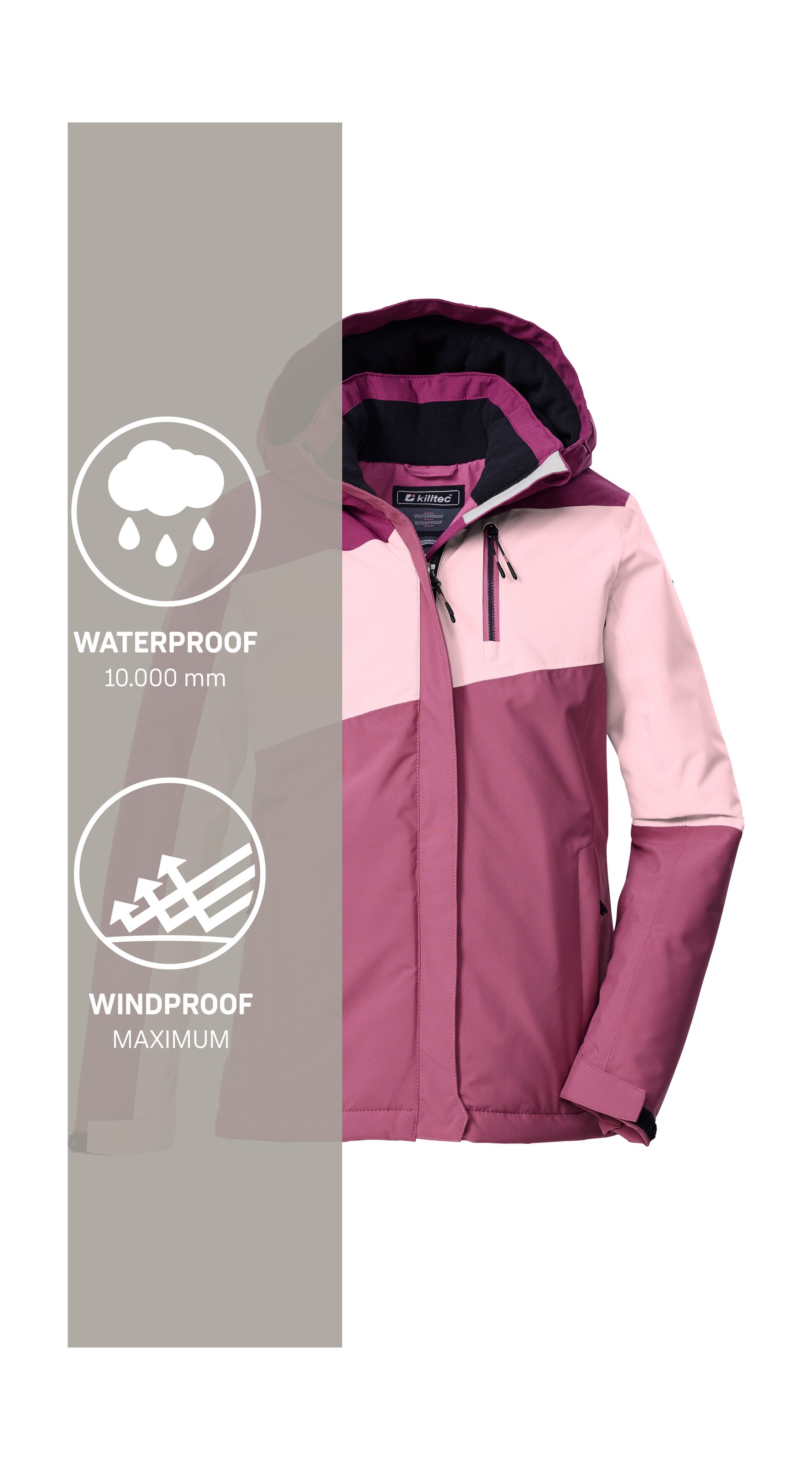 Killtec Funktionsjacke »KOW 218 GRLS JCKT«, Winddichte, wasserdichte Kinderjacke mit verstellbarer Kapuze