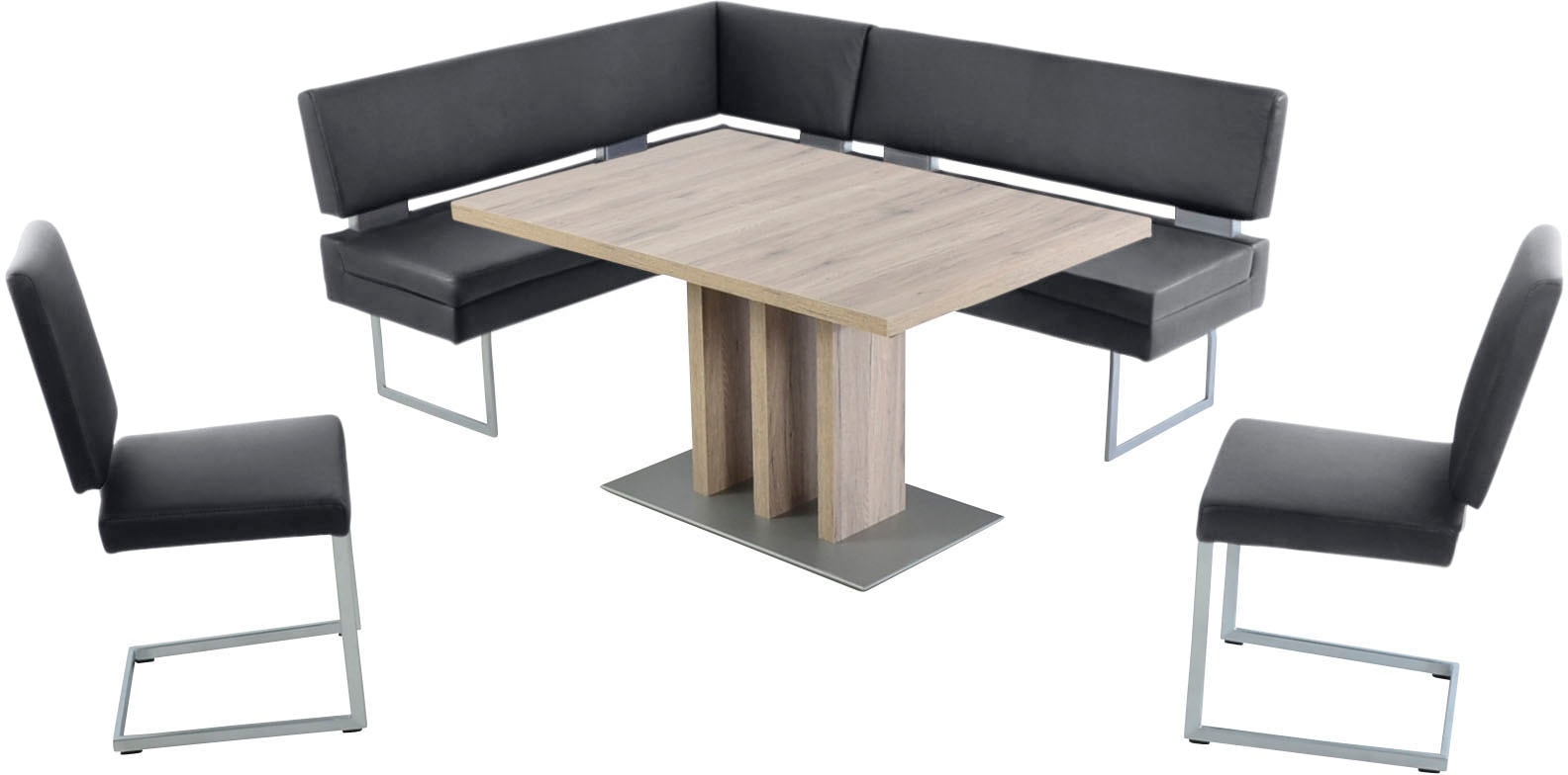 K+W Komfort & Wohnen Essgruppe, (4 tlg.), langer Schenkel links oder rechts, 2 Freischwinger, 1 Funktionstisch
