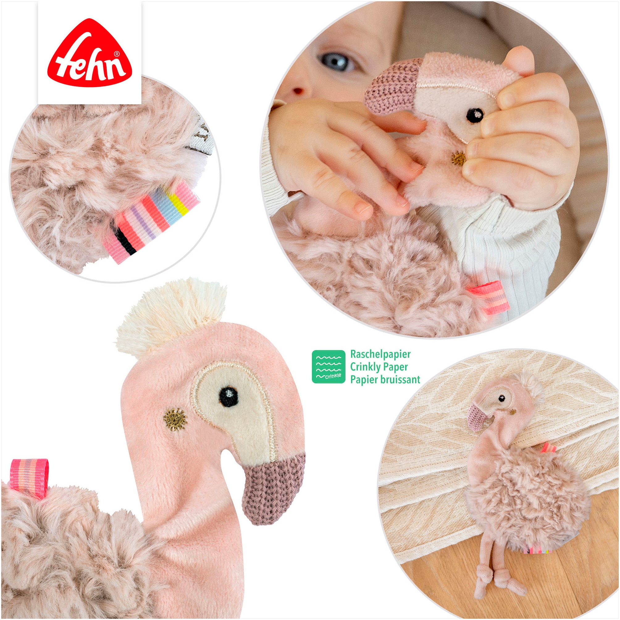 Fehn Greifspielzeug »Lazy, Crazy & Pink, Knister-Flamingo«