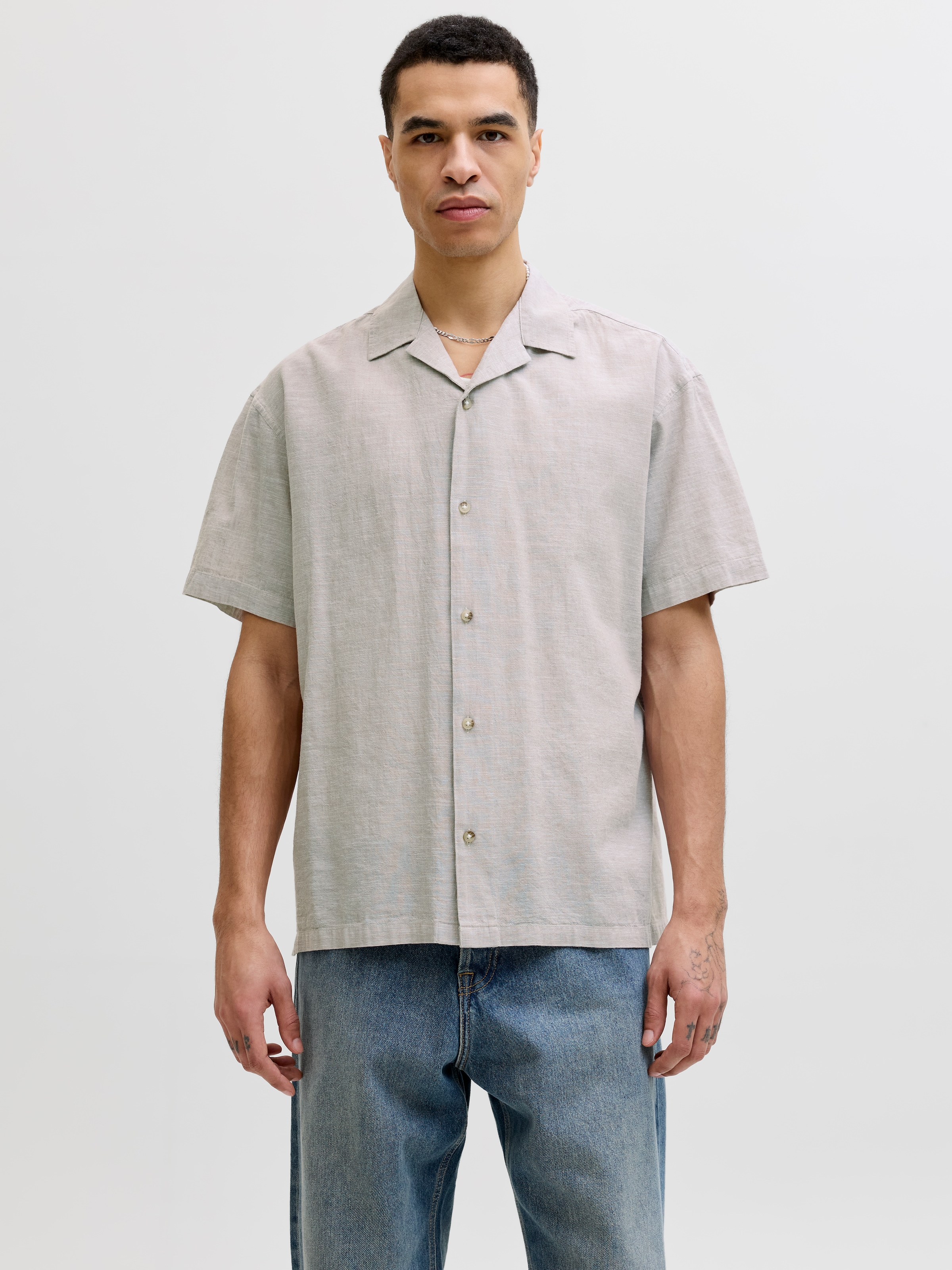 Jack & Jones Kurzarmhemd »JJESUMMER LINEN BLEND RESORT SHIRT SS SN« Baumwollmischung, relaxed fit