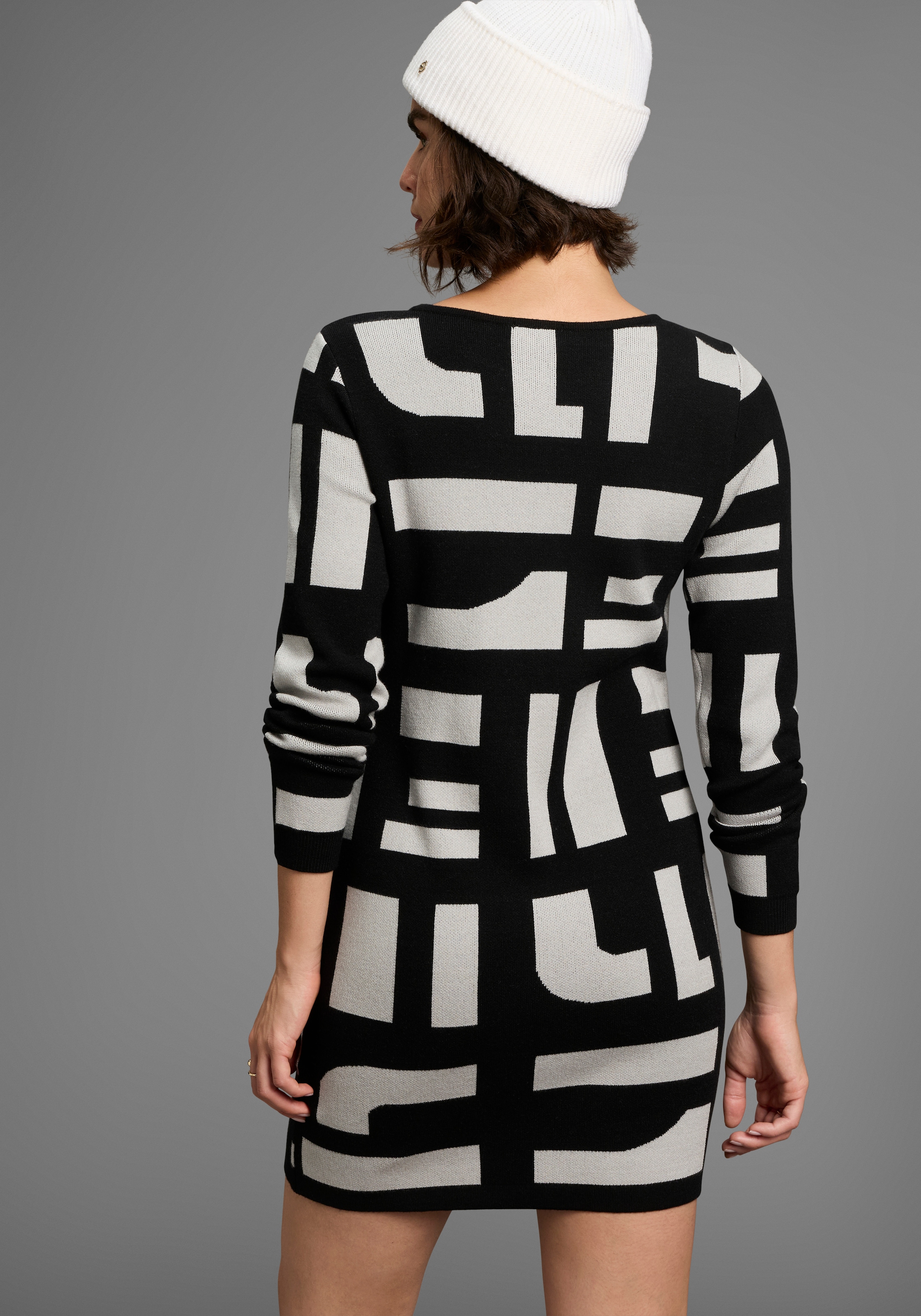 Boysen's Strickkleid, für Partys, kurzes Kleid, figurbetont, aus Strick, langärmlig