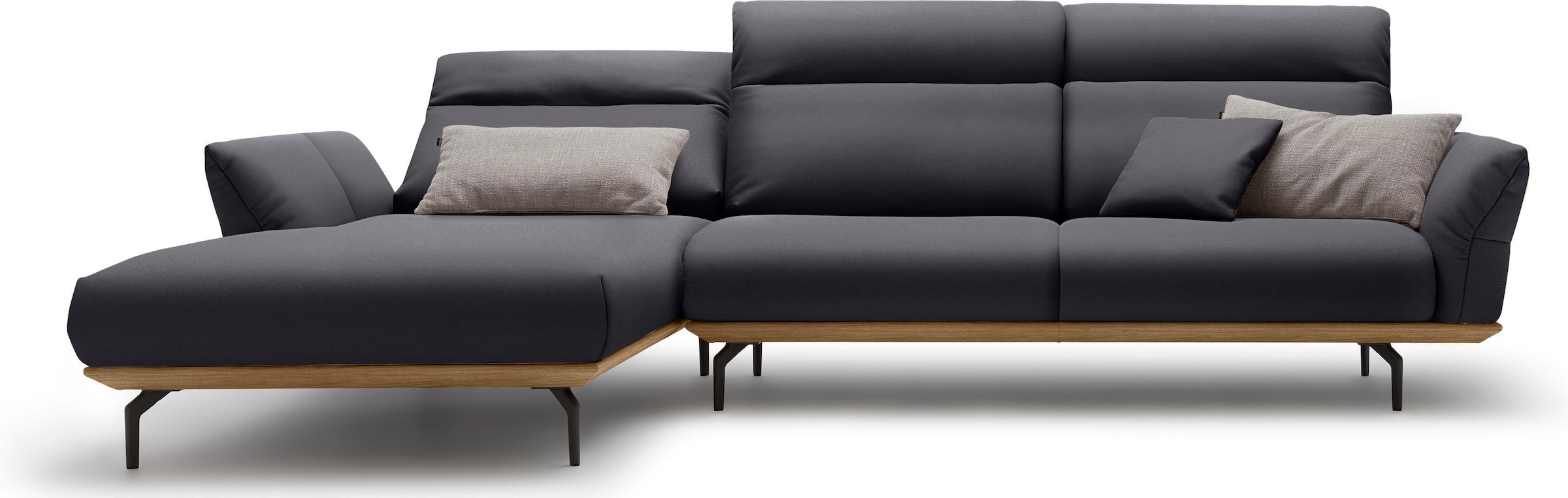 Creation BY ROLF BENZ Ecksofa »CR.460«, Sockel in Nussbaum, Winkelfüße in Umbragrau, Breite 318 cm