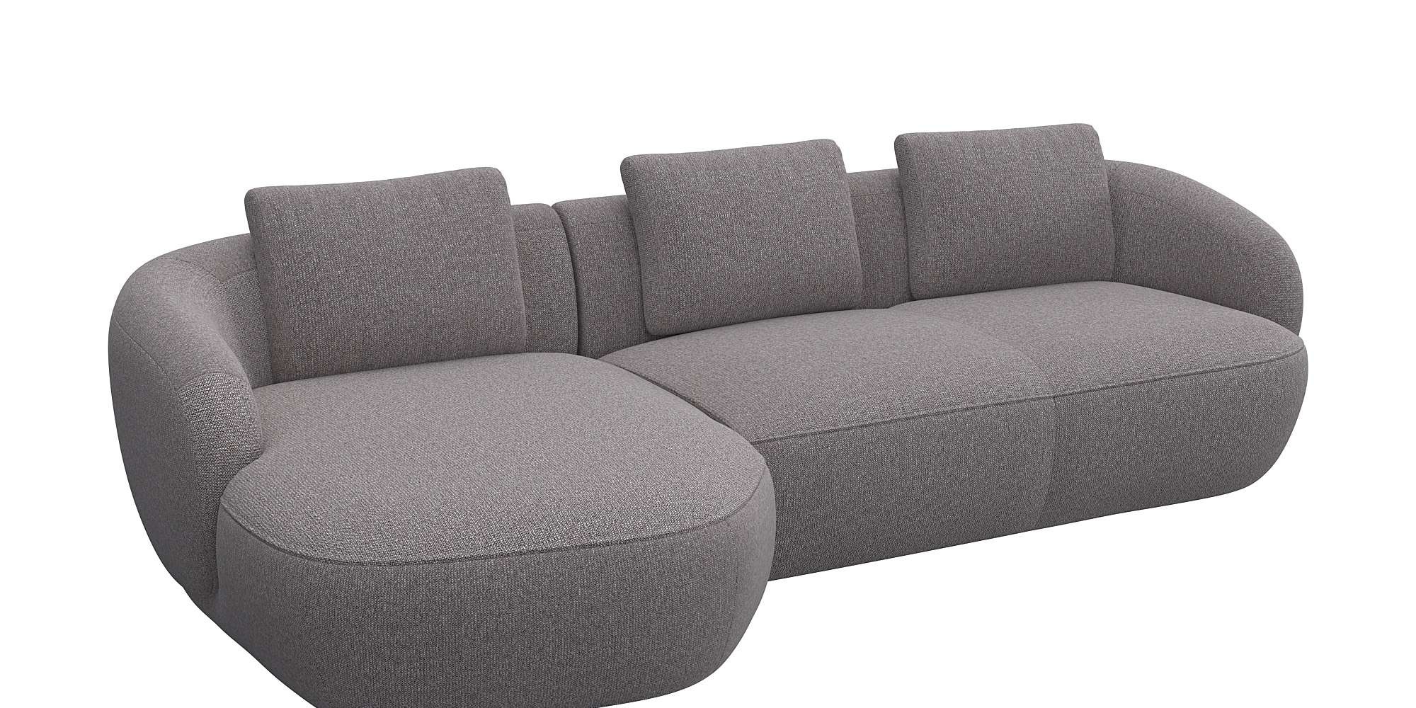 FLEXLUX Wohnlandschaft »Torino, rund, L-Form, Sofa-Ecke mit Recamiere, Longchair-Sofa«, Modernes, organisches Sofa-Design, Kaltschaum, Wellenunterfederung