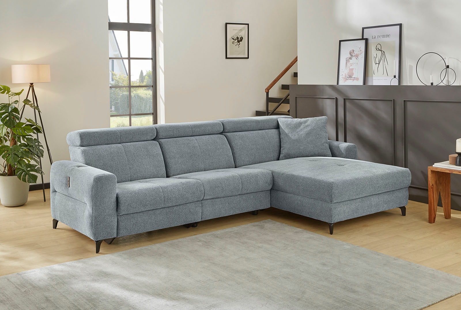 Ecksofa »Monaco L-Form mit elektromotorischer Relaxfunktion und«, induktiver...