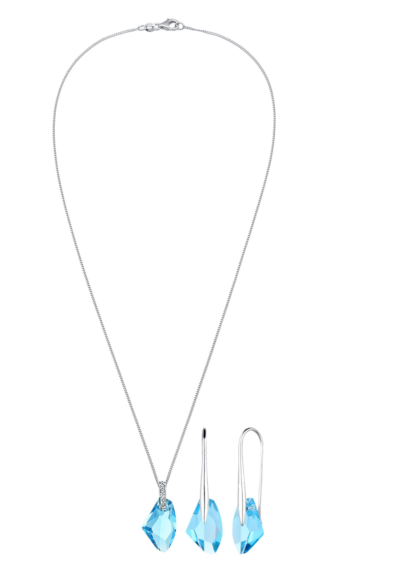 Elli Ohrring und Ketten Set »Schmuckset Glas Kristall Hellblau 925 Sterling Silber«