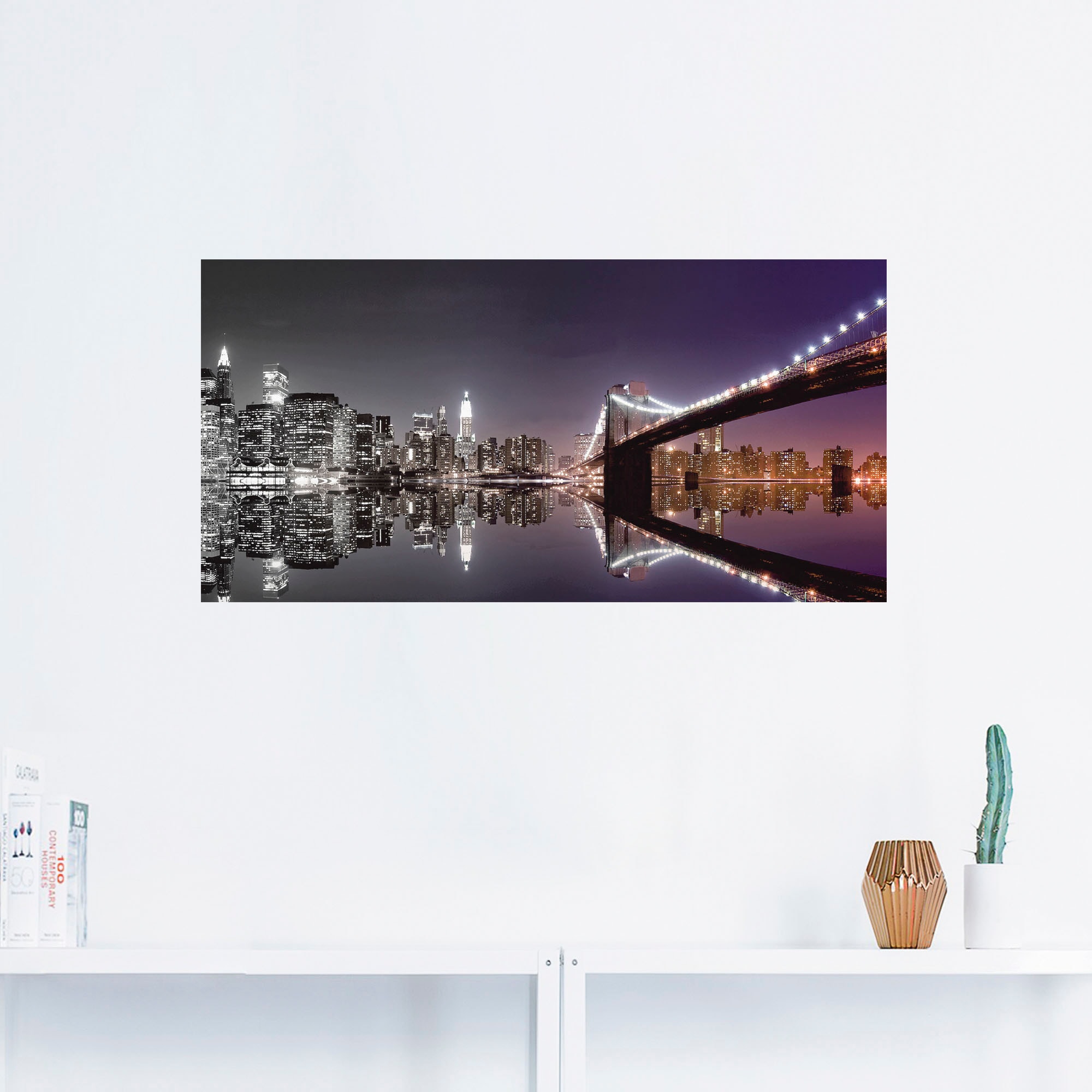 Artland Wandbild »New York Skyline nächtliche Reflektion«, Amerika, (1 St.), als Leinwandbild, Poster, Wandaufkleber in verschied. Größen