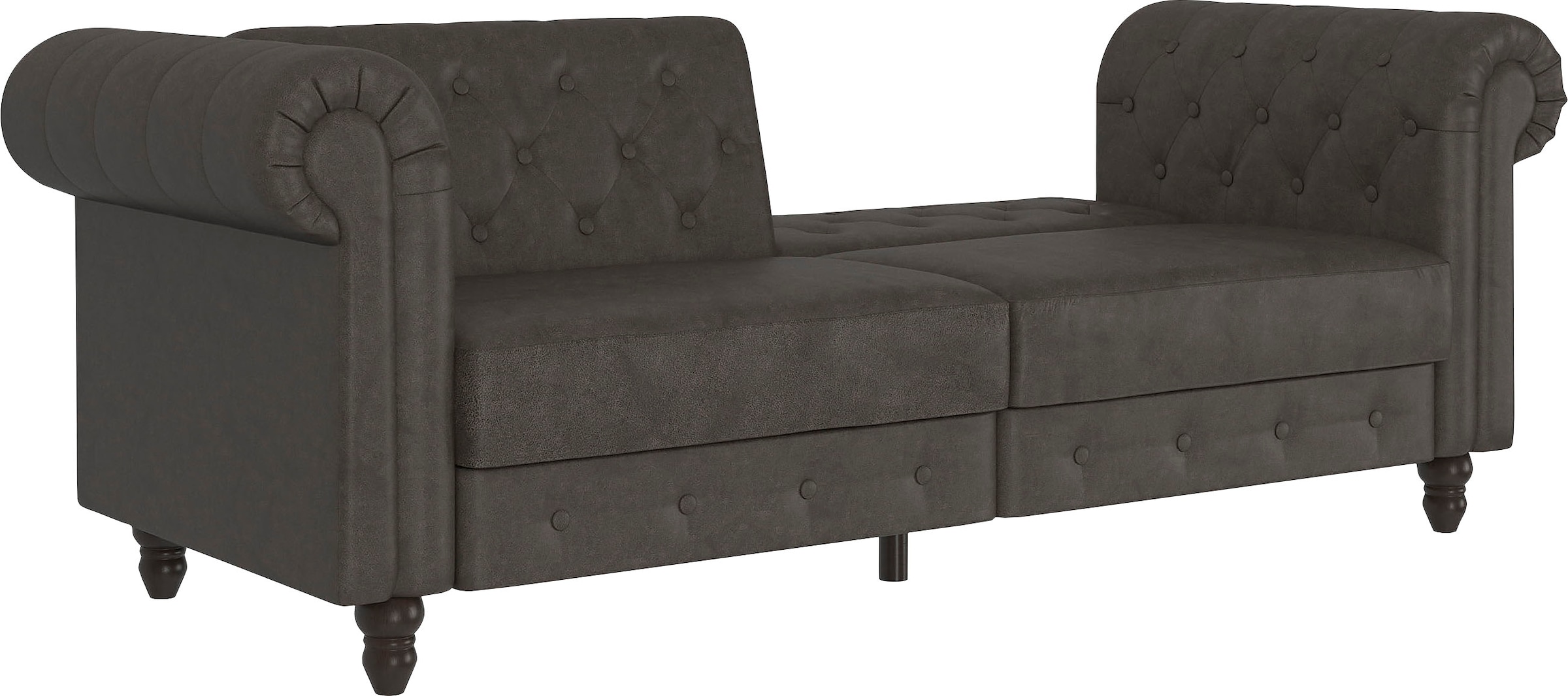 Dorel Home 3-Sitzer »Felix, Schlafsofa 236 cm, (Liegefläche 108x190cm), Rückenlehne«, 3-fach verstellbar, Velours, Kunstleder, Luxus-Microfaser Vintage