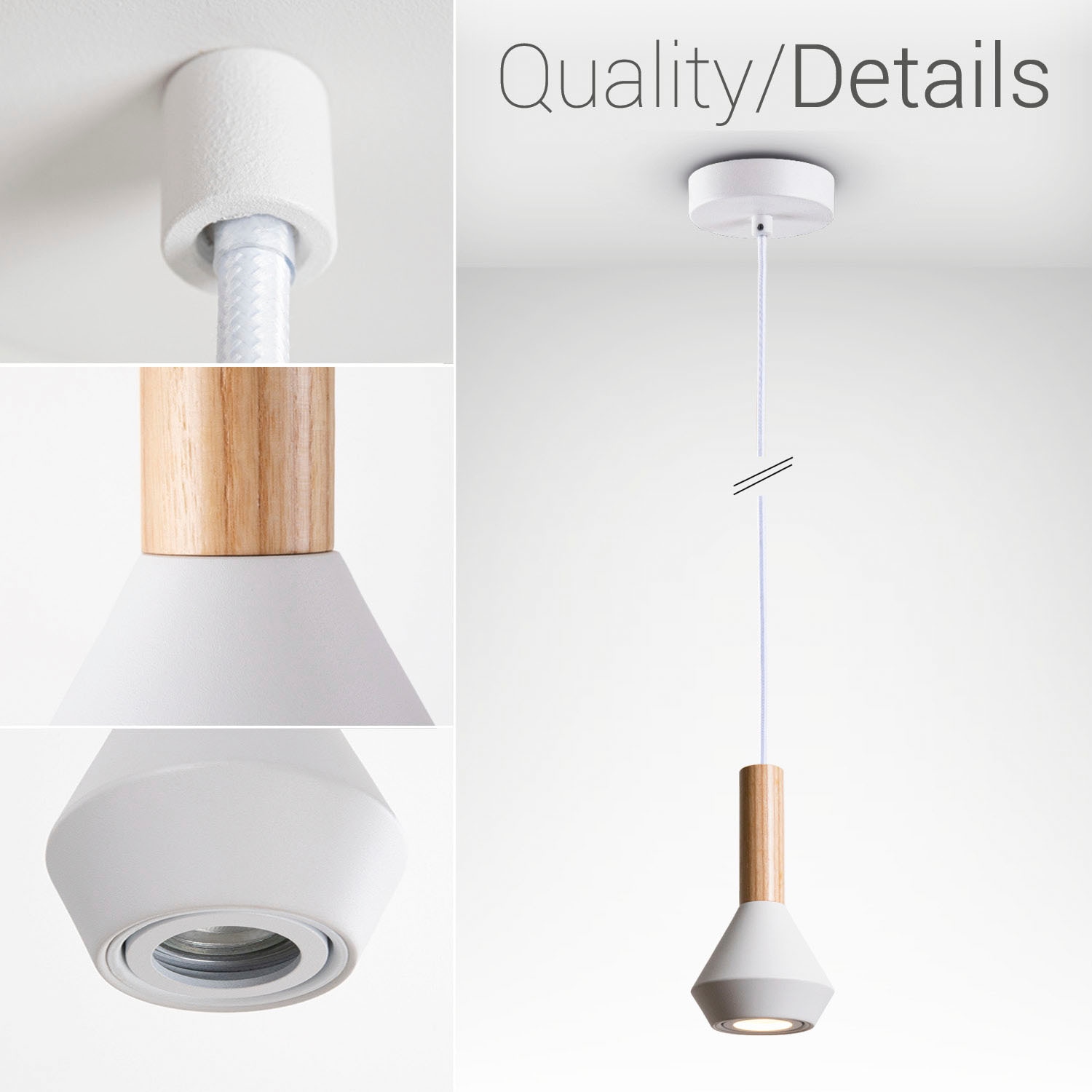 Paco Home Pendelleuchte »MORA«, Leuchtmittel GU10 | ohne Leuchtmittel, Wohnzimmer Esszimmer Klein Modern Holz Metall GU10 Küchenlampe