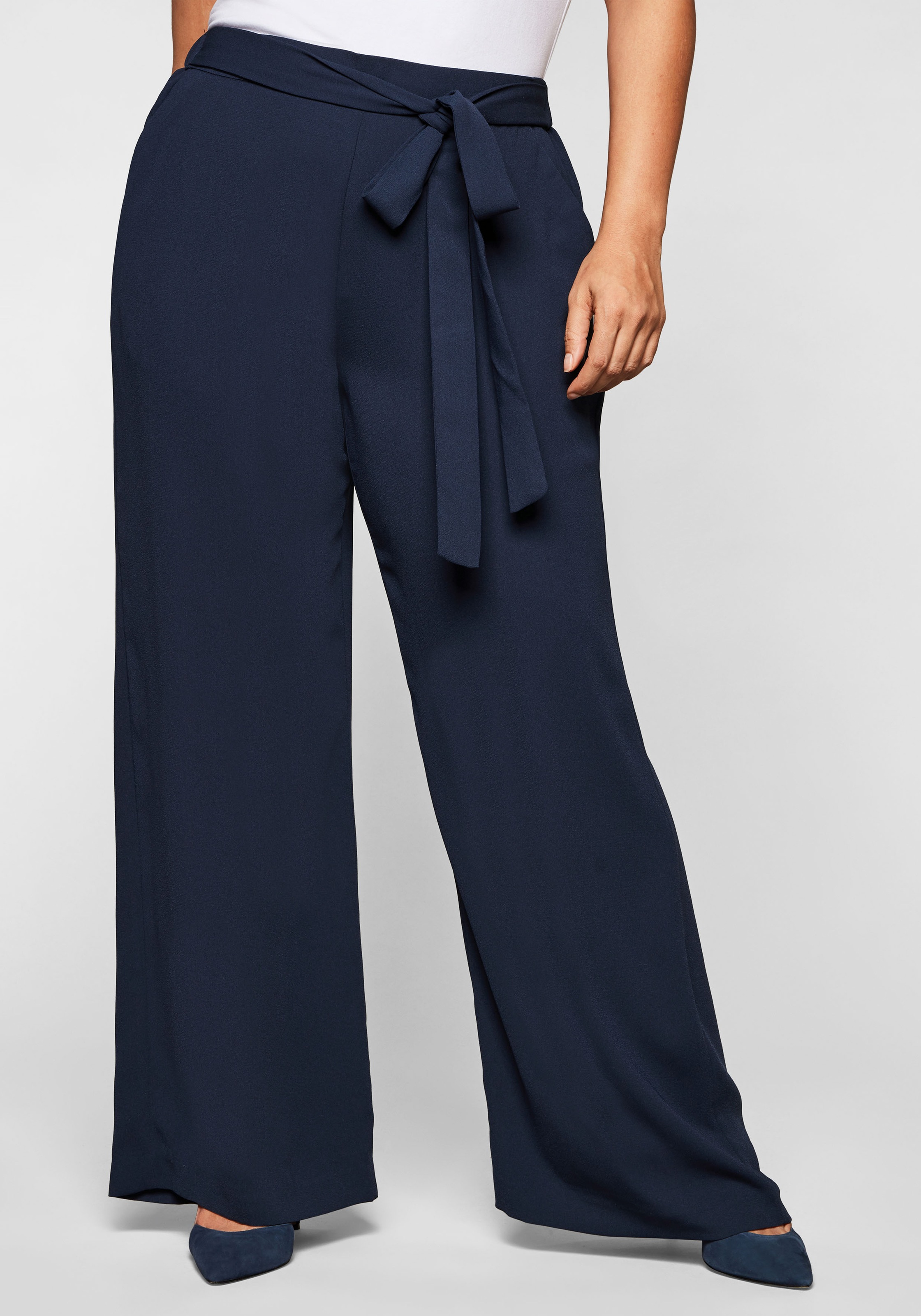 sheego by Joe Browns Schlupfhose, mit weit ausgestelltem Bein und Bindeband