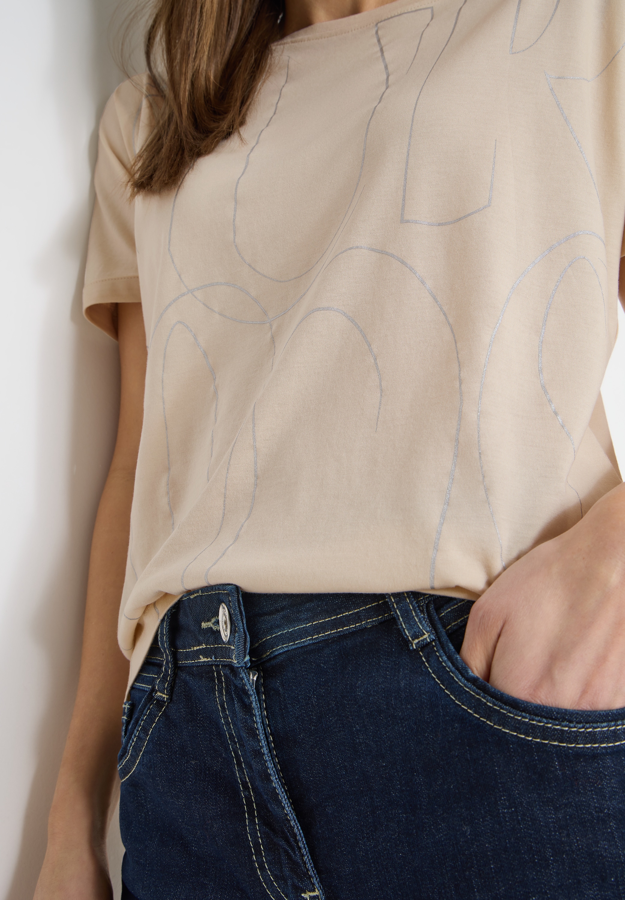 Cecil Kurzarmshirt Rundhals mit Folienprint