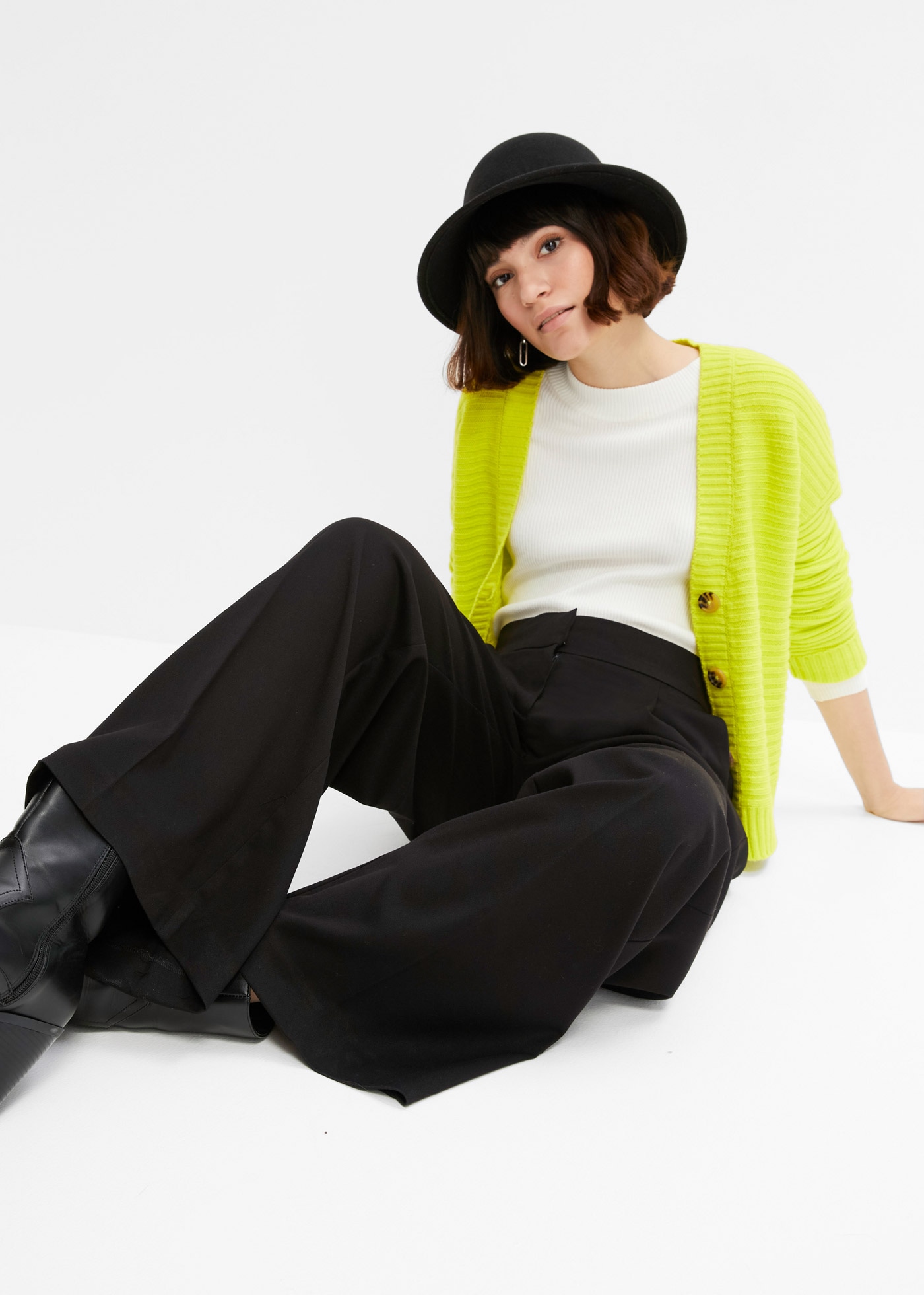 bonprix Marlene-Hose »Marlenehose«  aus Polyester, Viskose und Elasthan, Regular Fit, weites Bein