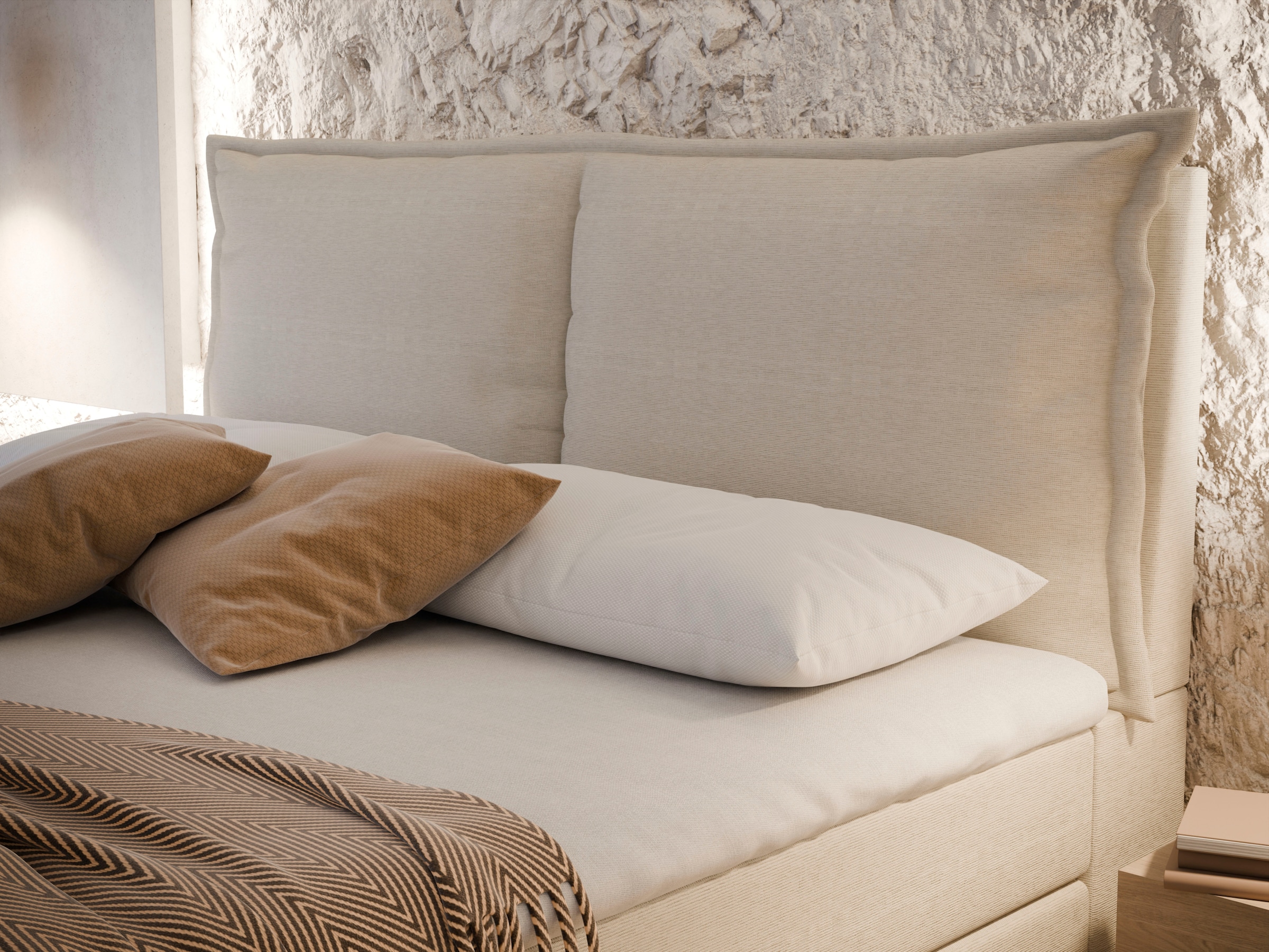 FORTE Boxspringbett »Pillows mit Bettkasten, erhältlich in den Breiten 140, 160 & 180cm« in verschiedenen Farben erhältlich