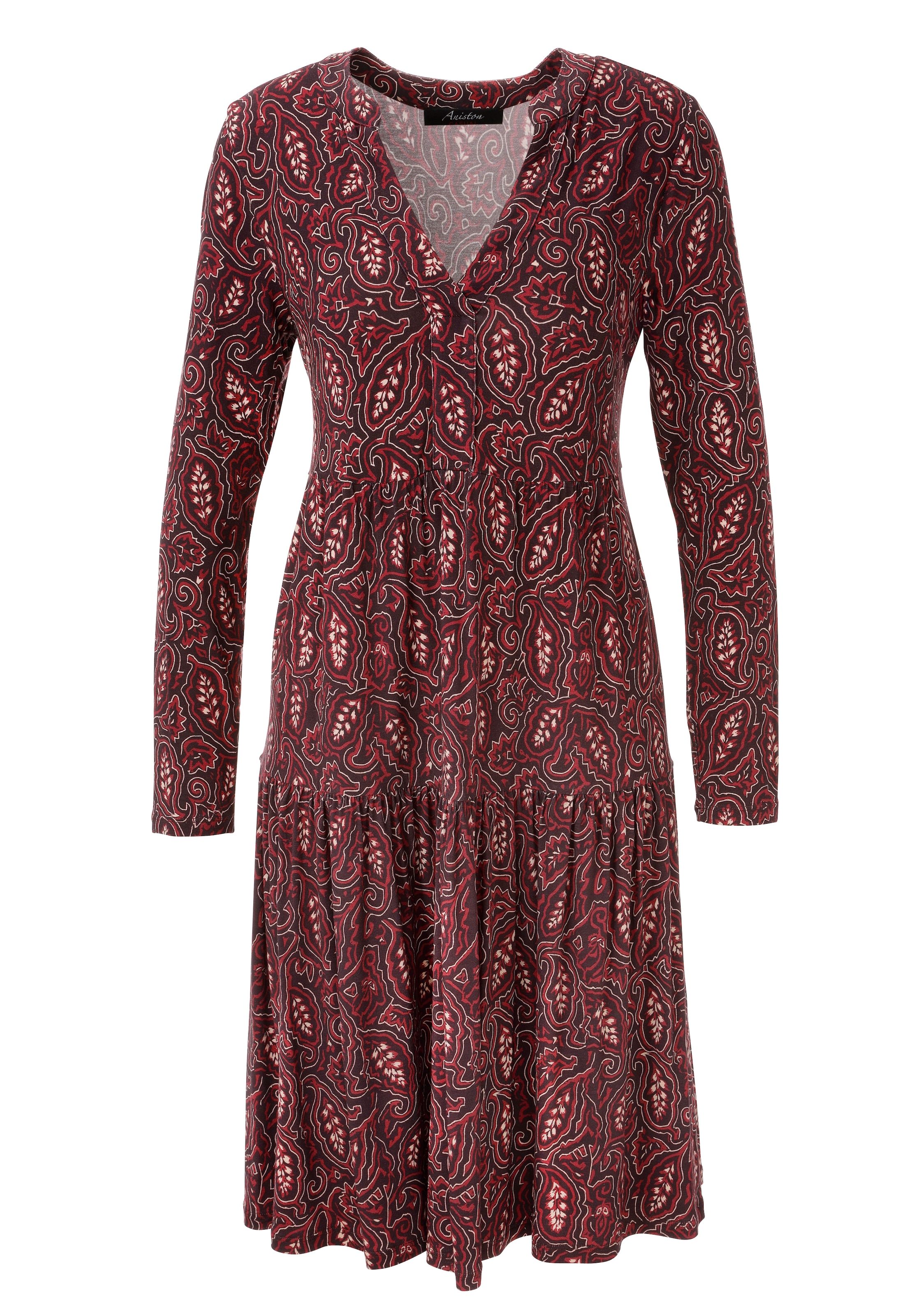 Aniston CASUAL Jerseykleid mit grafischen Blätterdruck - jedes Teil ein Unikat - NEUE KOLLEKTION